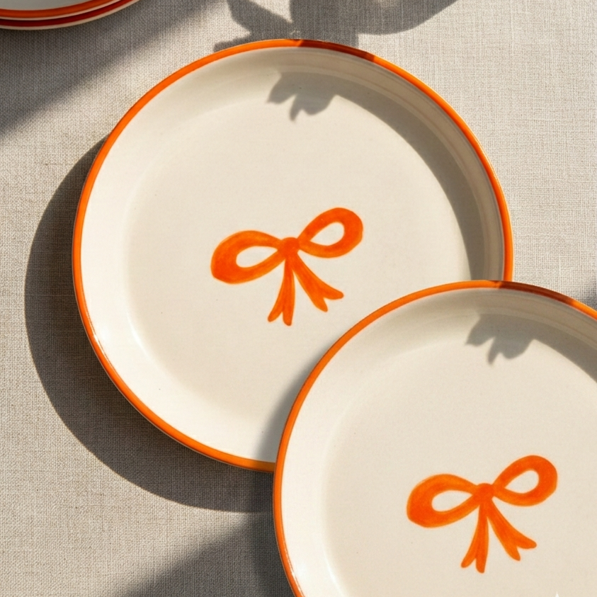 Orange Bow Plate - 5 Inch (Set of 2)