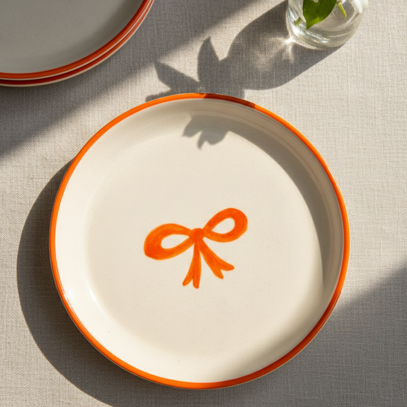 Orange Bow Plate - 5 Inch (Set of 2)