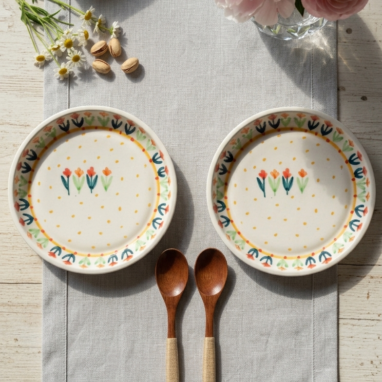 Flower Garden Plate - 5 Inch (Set of 2)