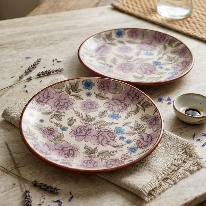 Purple Flower Quarter Plate - 7 Inch (Set of 2)
