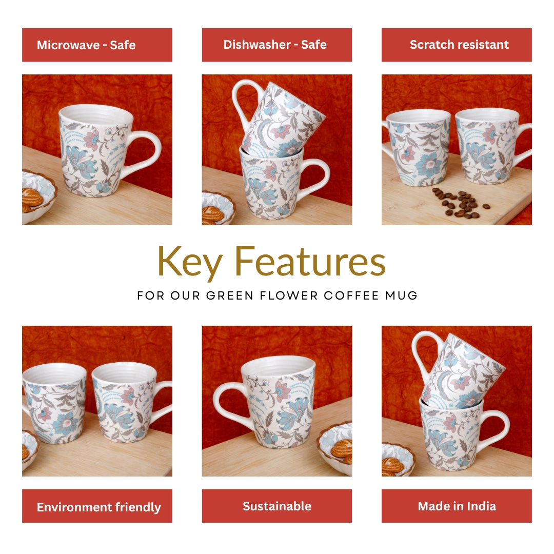 Green Flower Coffee Mug - 250ML
