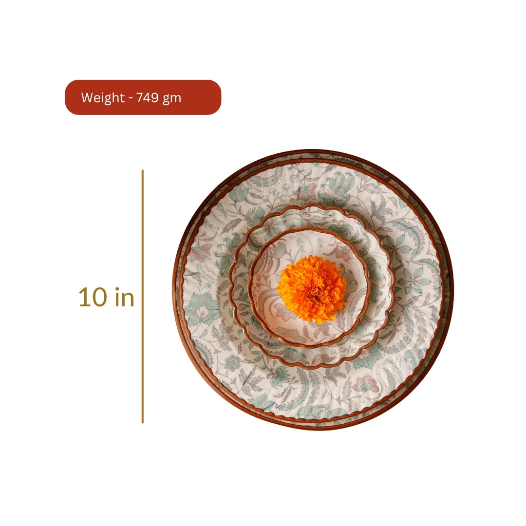 Green Flower Dinner Plate - 10 Inch