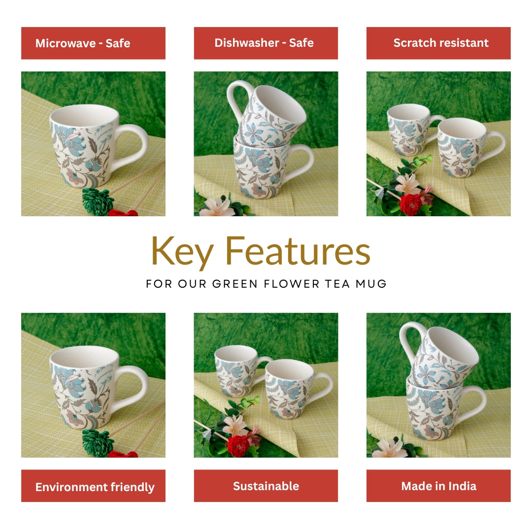 Green Flower Tea Mug - 180ML
