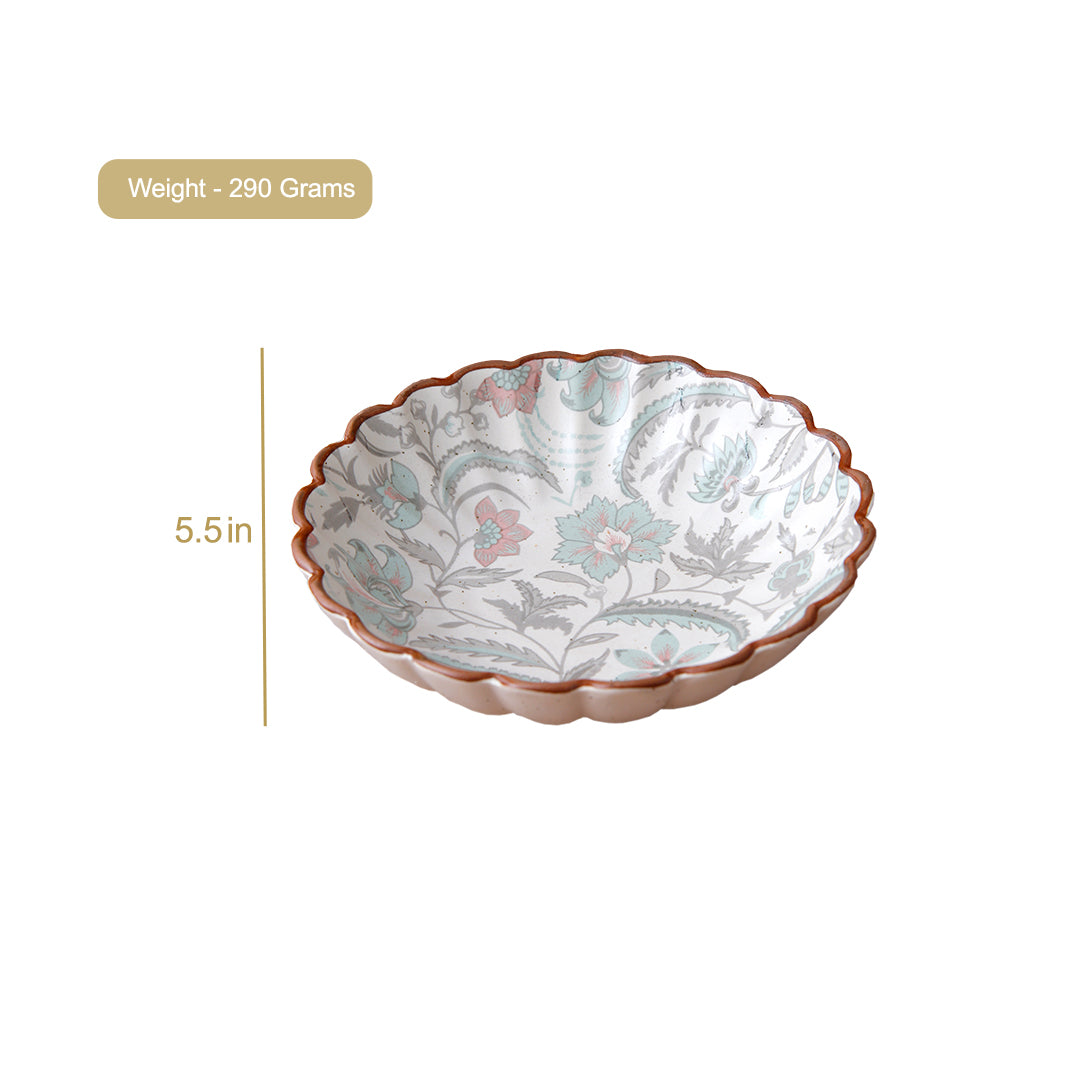 Green Flower Chaat Plate - 5.5 Inch