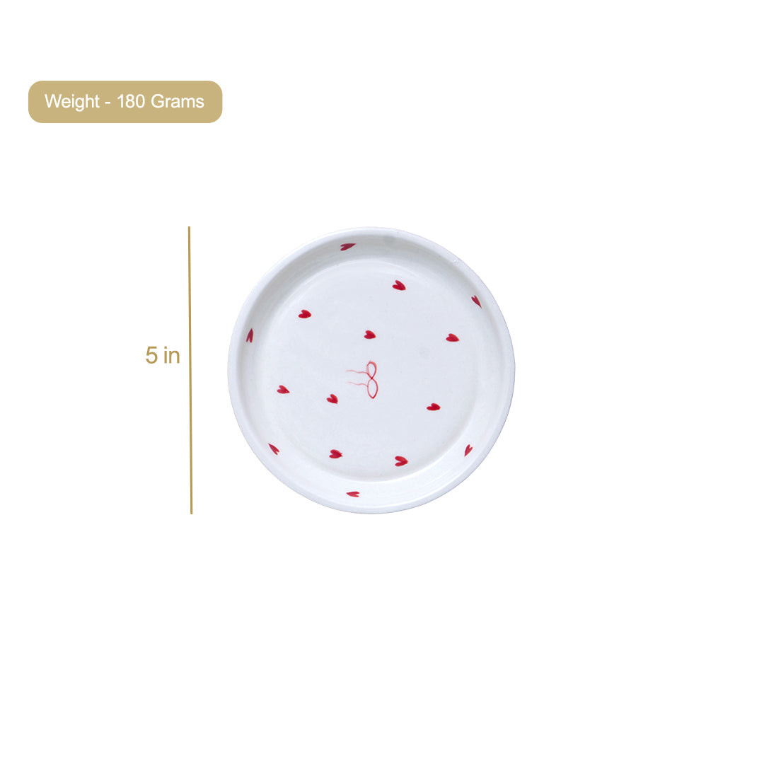 Heart and Bow Dessert Plate - 5 Inch