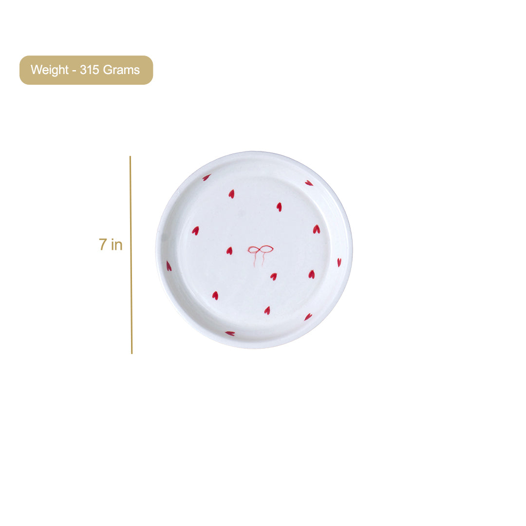 Heart and Bow Dessert Plate - 5 Inch