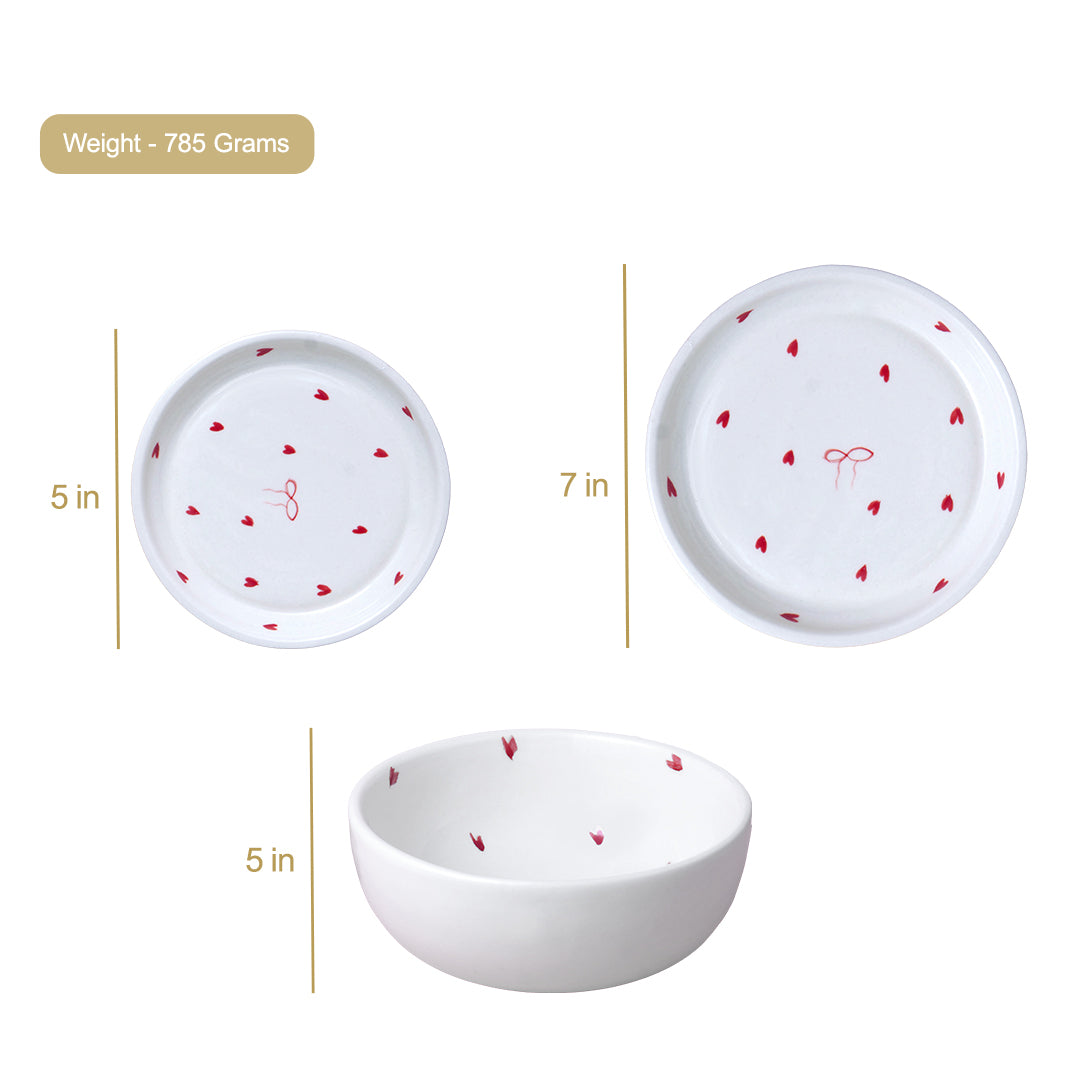 Heart and Bow Dessert Plate - 5 Inch