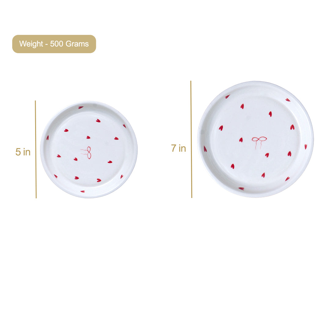 Heart and Bow Dessert Plate - 5 Inch