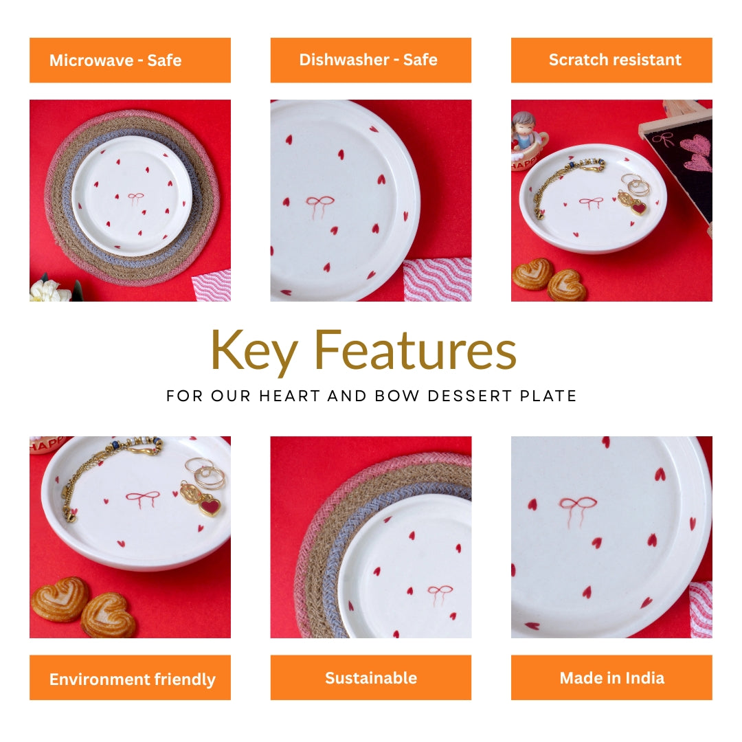 Heart and Bow Dessert Plate - 5 Inch