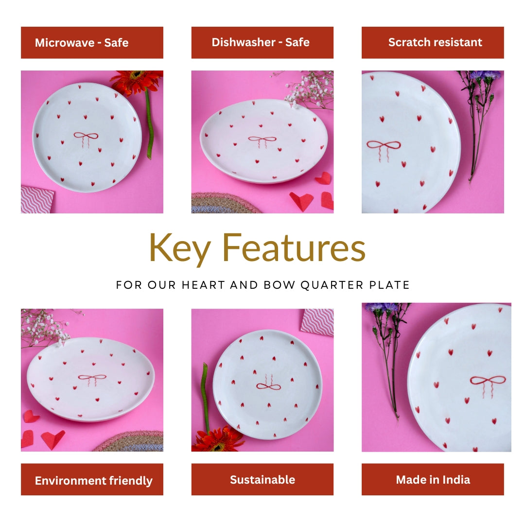 Heart and Bow Quarter Plate - 7 Inch