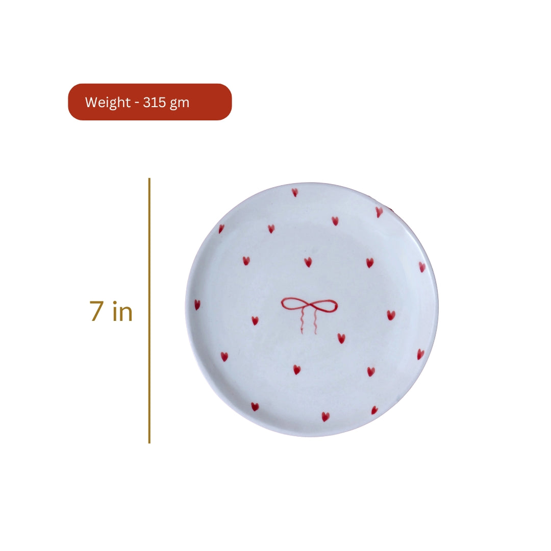 Heart and Bow Quarter Plate - 7 Inch