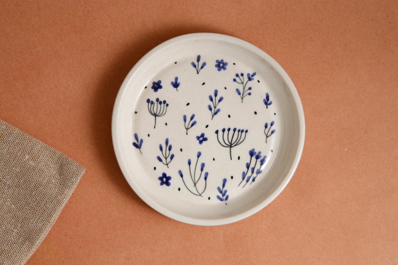 Blue Leaf Plate - 5 Inch