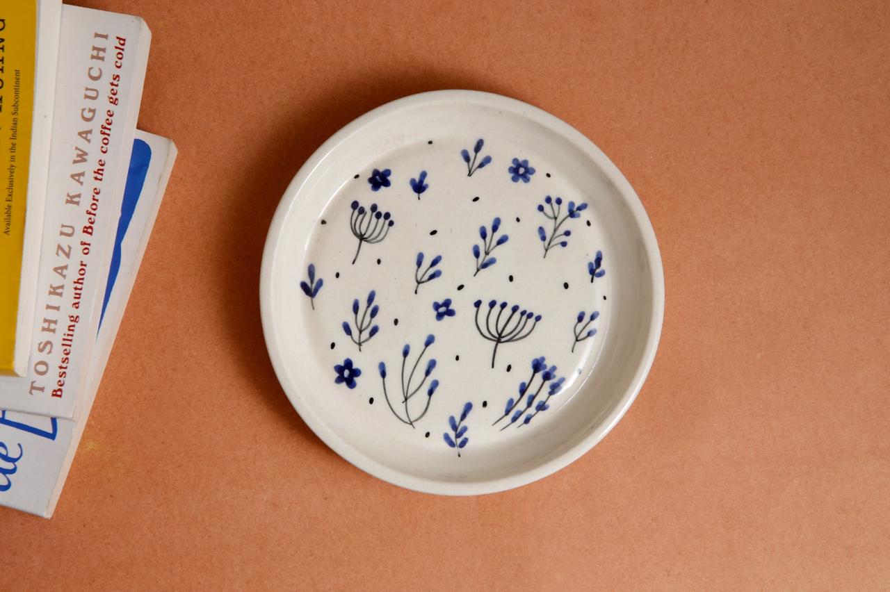 Blue Leaf Plate - 5 Inch