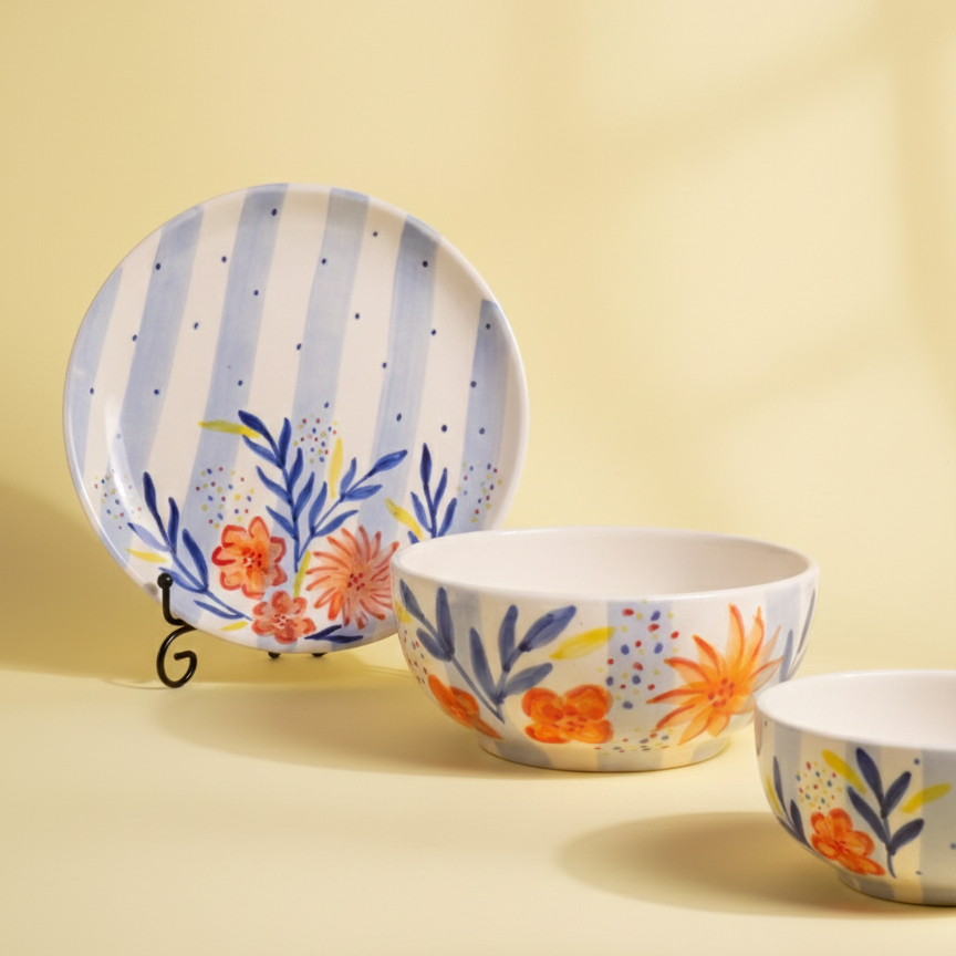 Meher Bowl, Meher Quarter Plate, Meher Serving Bowl - Set of 3