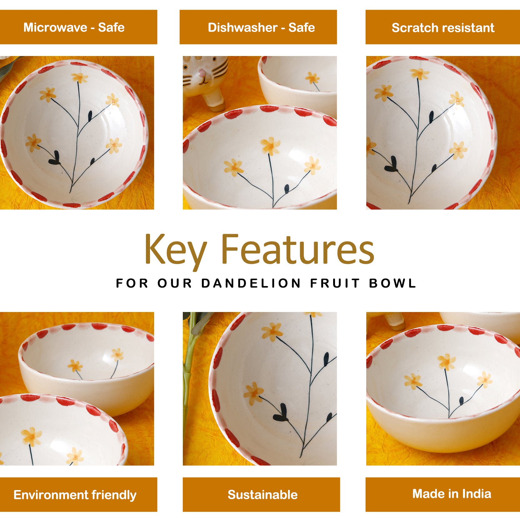 Dandelion Fruit Bowl - 5 Inch