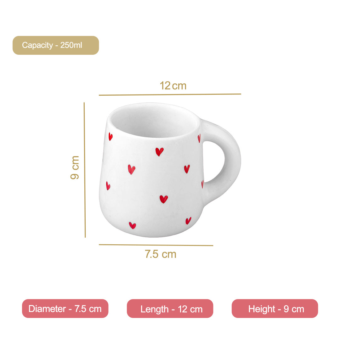 Long Red Heart Mug - 250ML