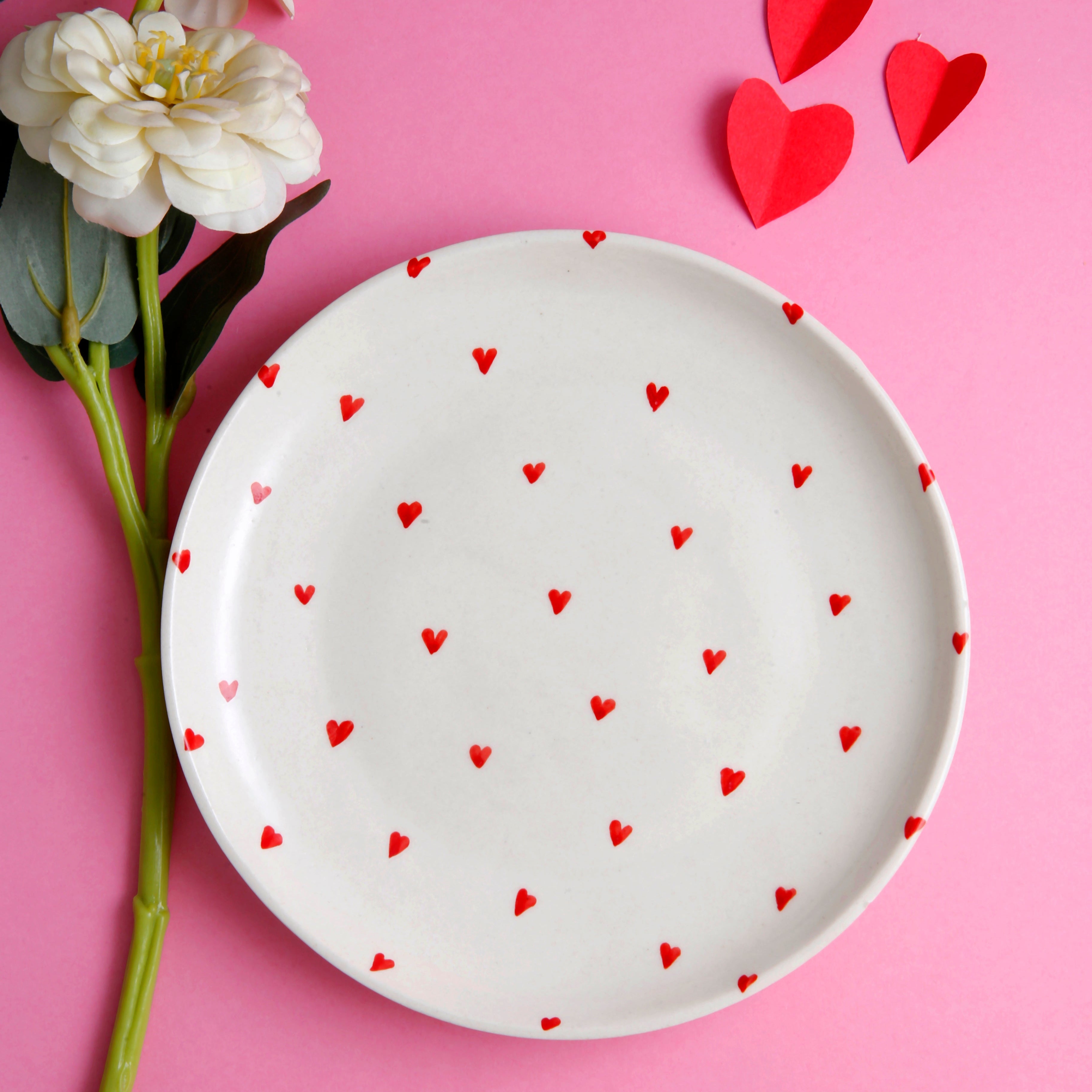 Red Heart Dessert & Quarter Plate Combo - 5 Inch & 7 Inch