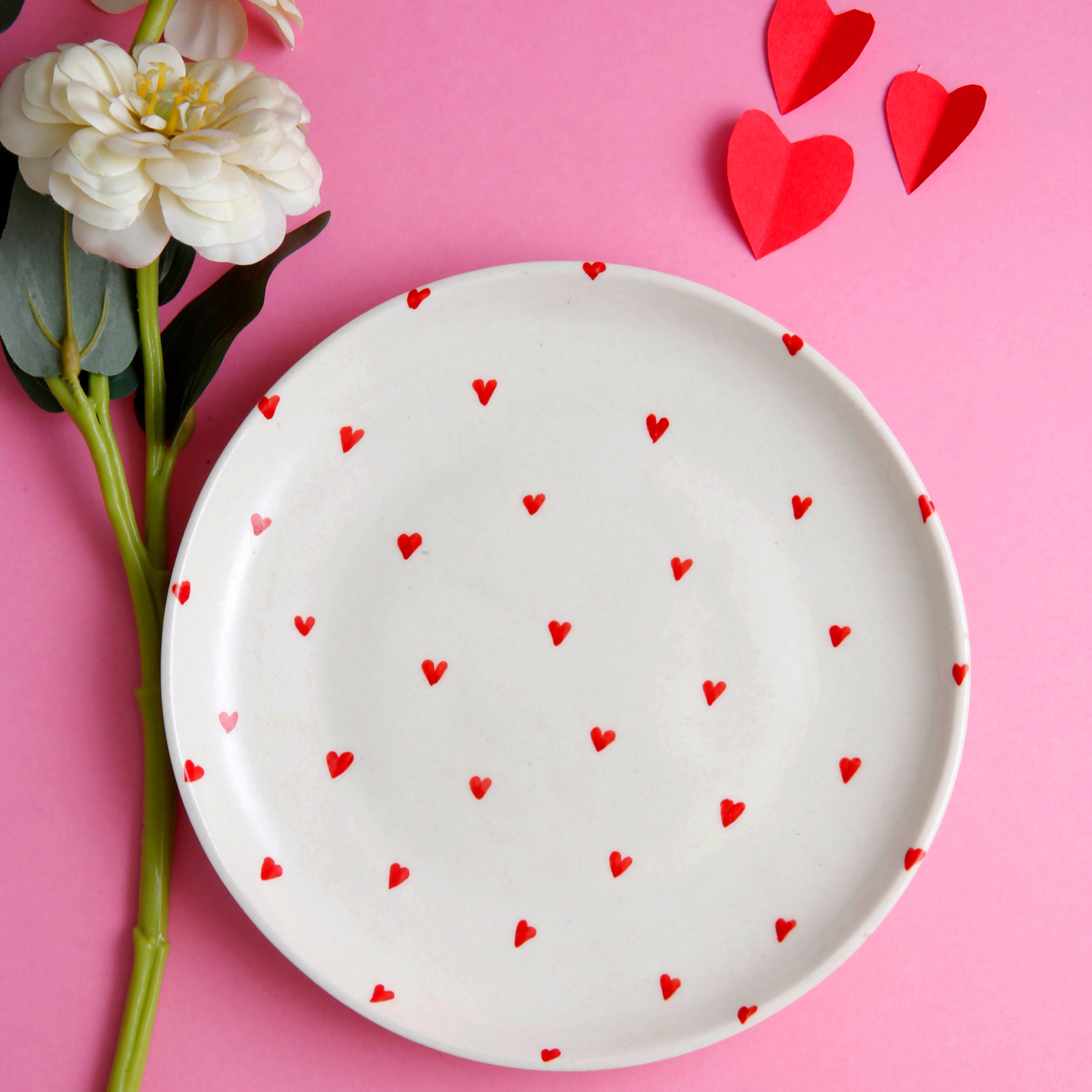 Red Heart Quarter Plate - 7 Inch