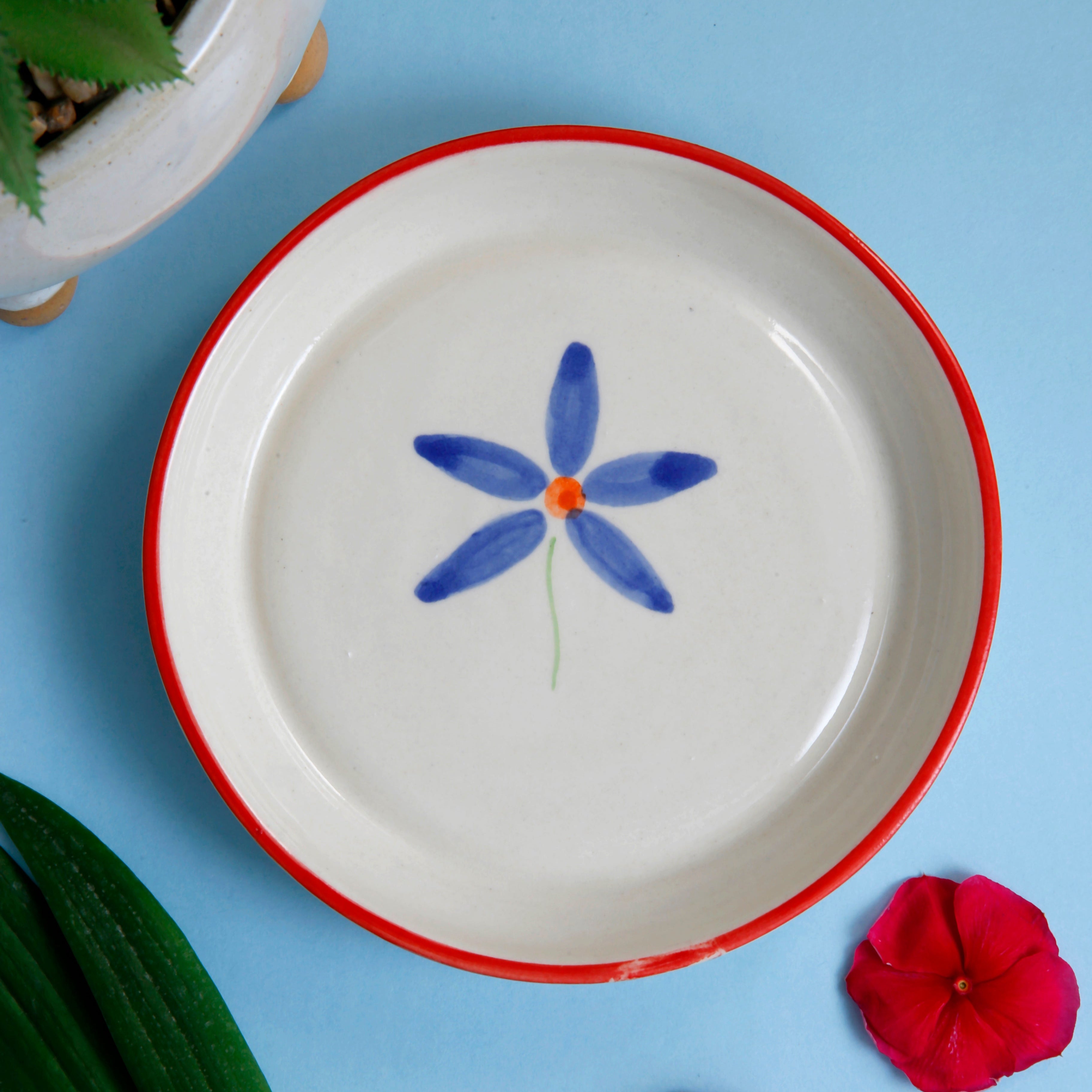 Blue Bloom Dessert & Quarter Plate Combo - 5 Inch & 7 Inch