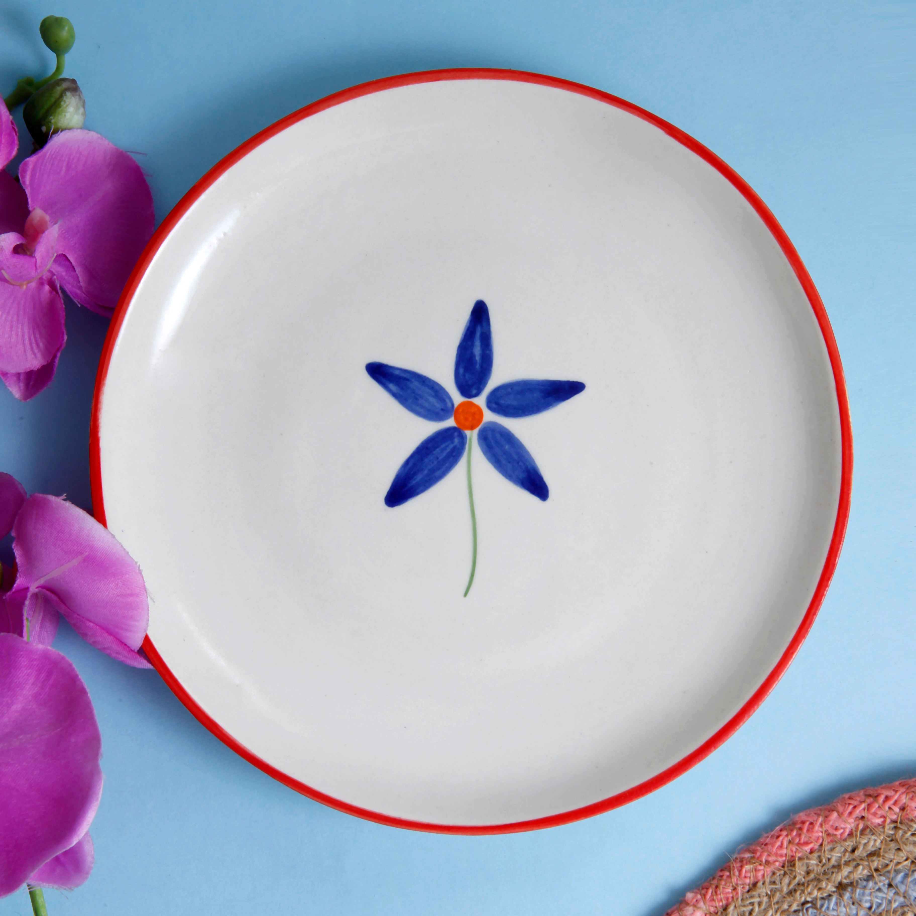 Blue Bloom Dessert & Quarter Plate Combo - 5 Inch & 7 Inch