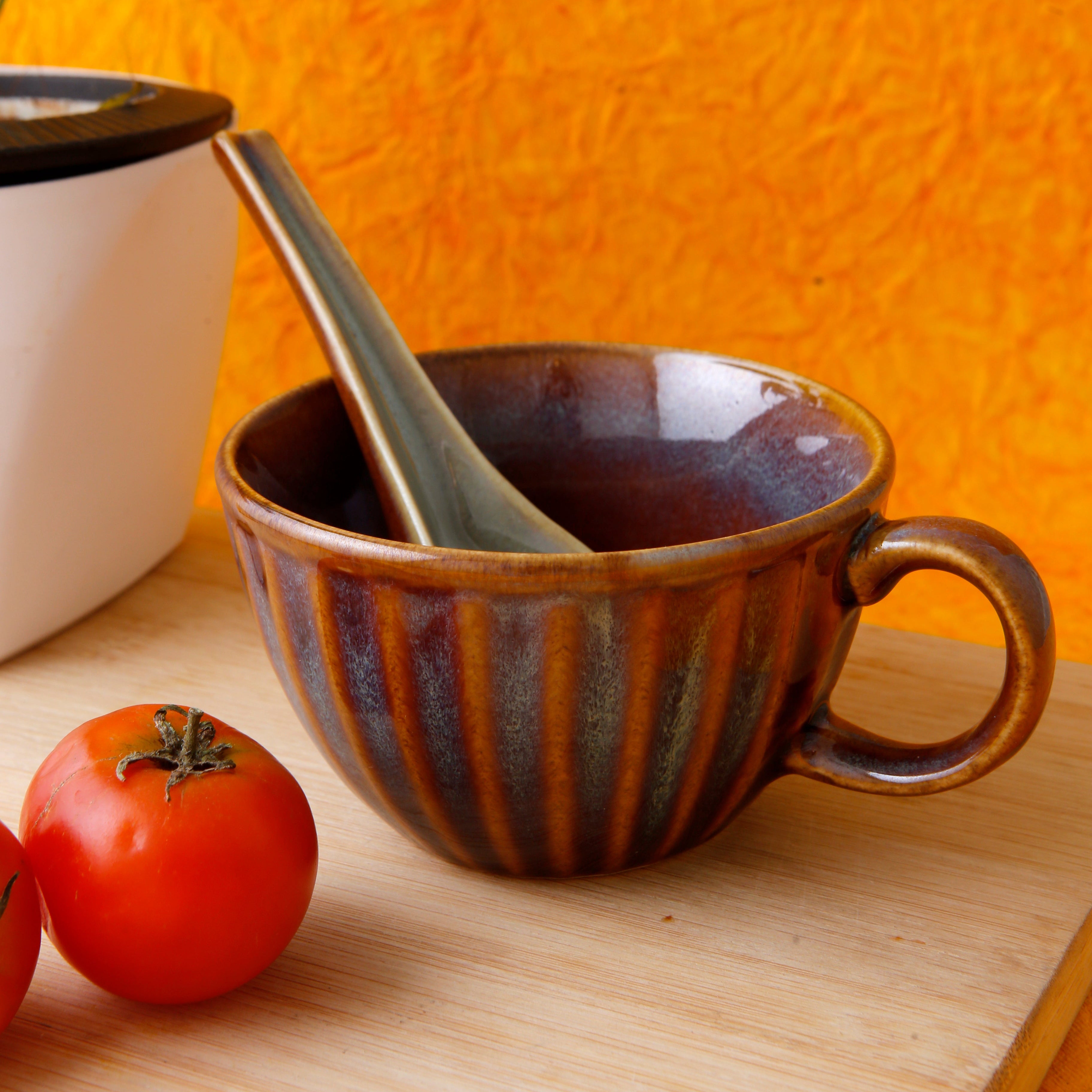 Brown Soup Bowl with Spoon - 250ML