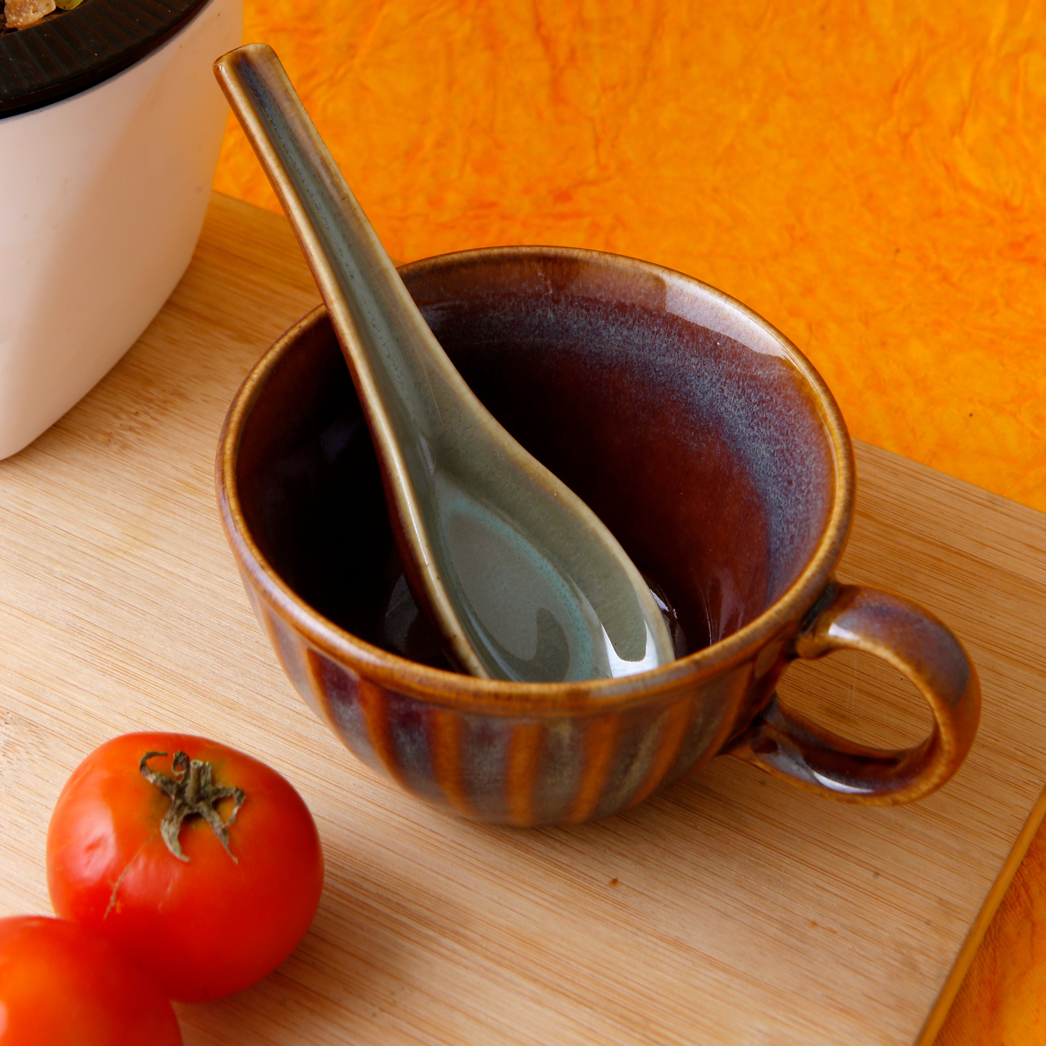 Brown Soup Bowl with Spoon - 250ML