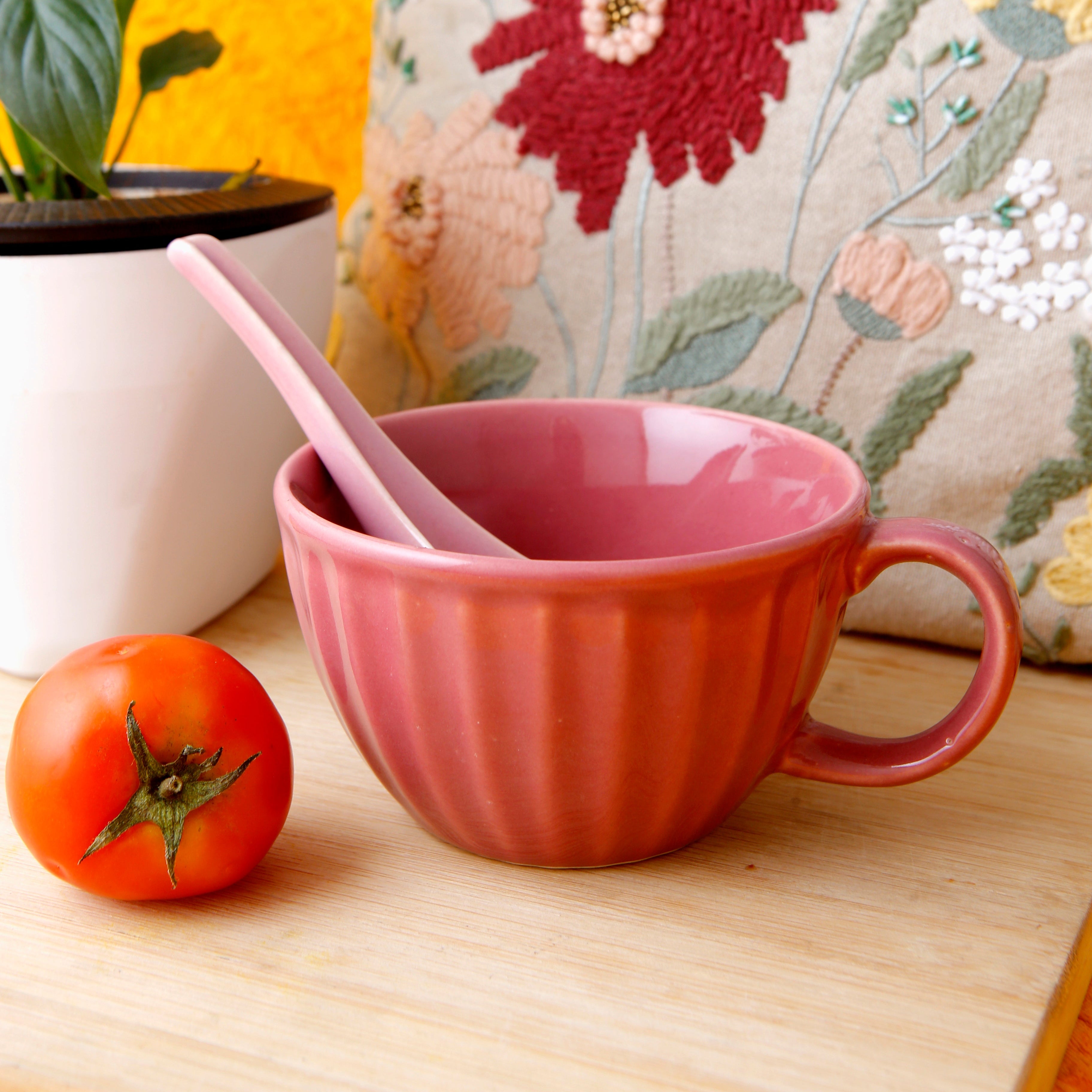Pink Soup Bowl with Spoon - 250ML