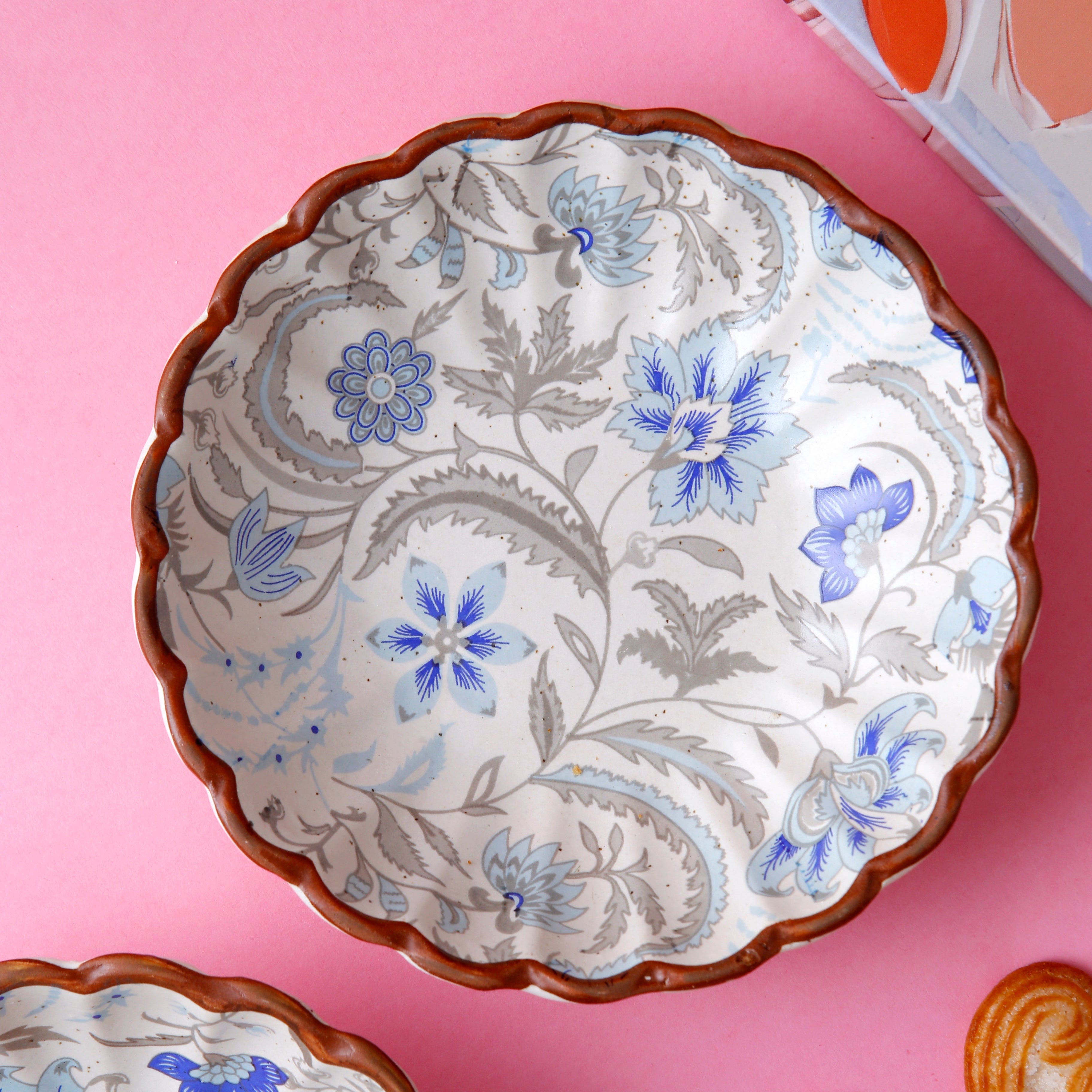 Blue Flower Chaat Plate - 5.5 Inch