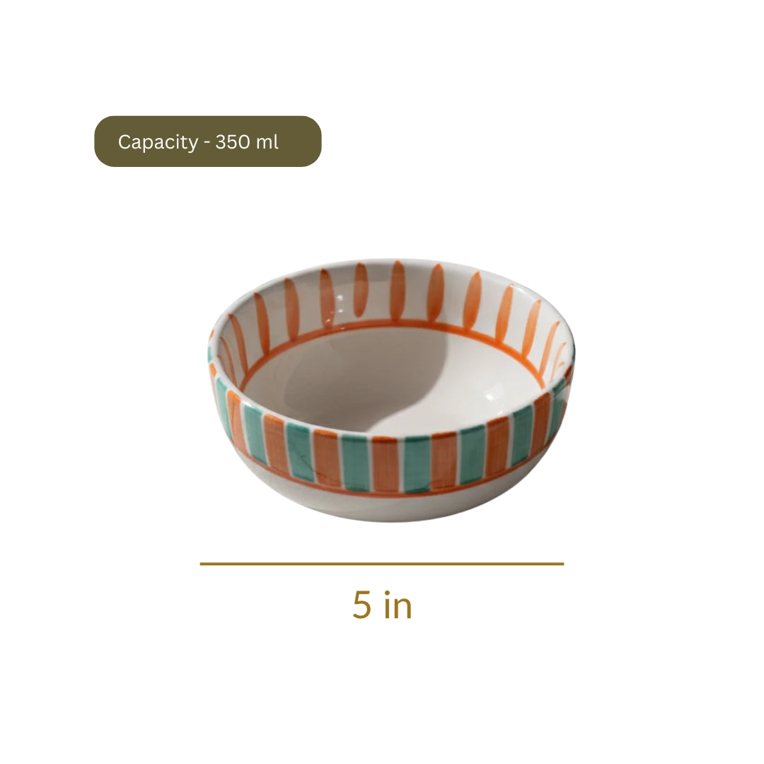 Orange Stripes Fruit Bowl - 5 Inch (Set of 2)