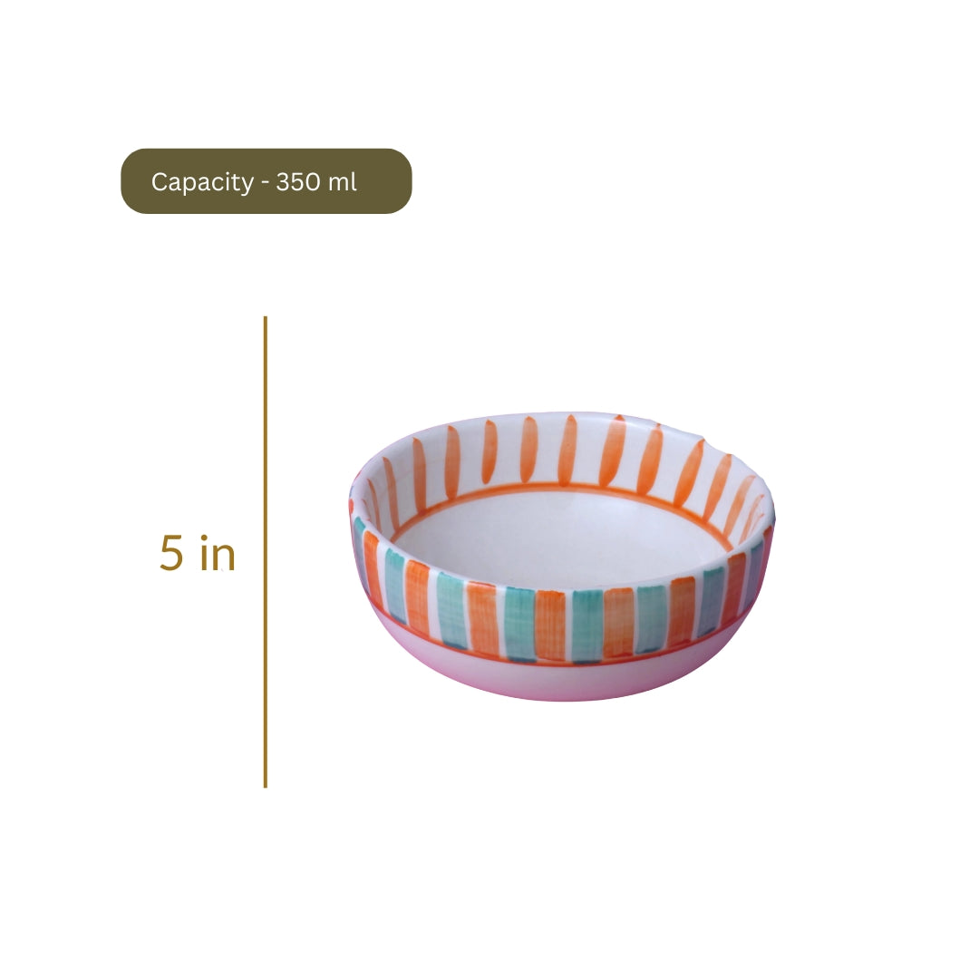 Orange Stripes Fruit Bowl - 5 Inch