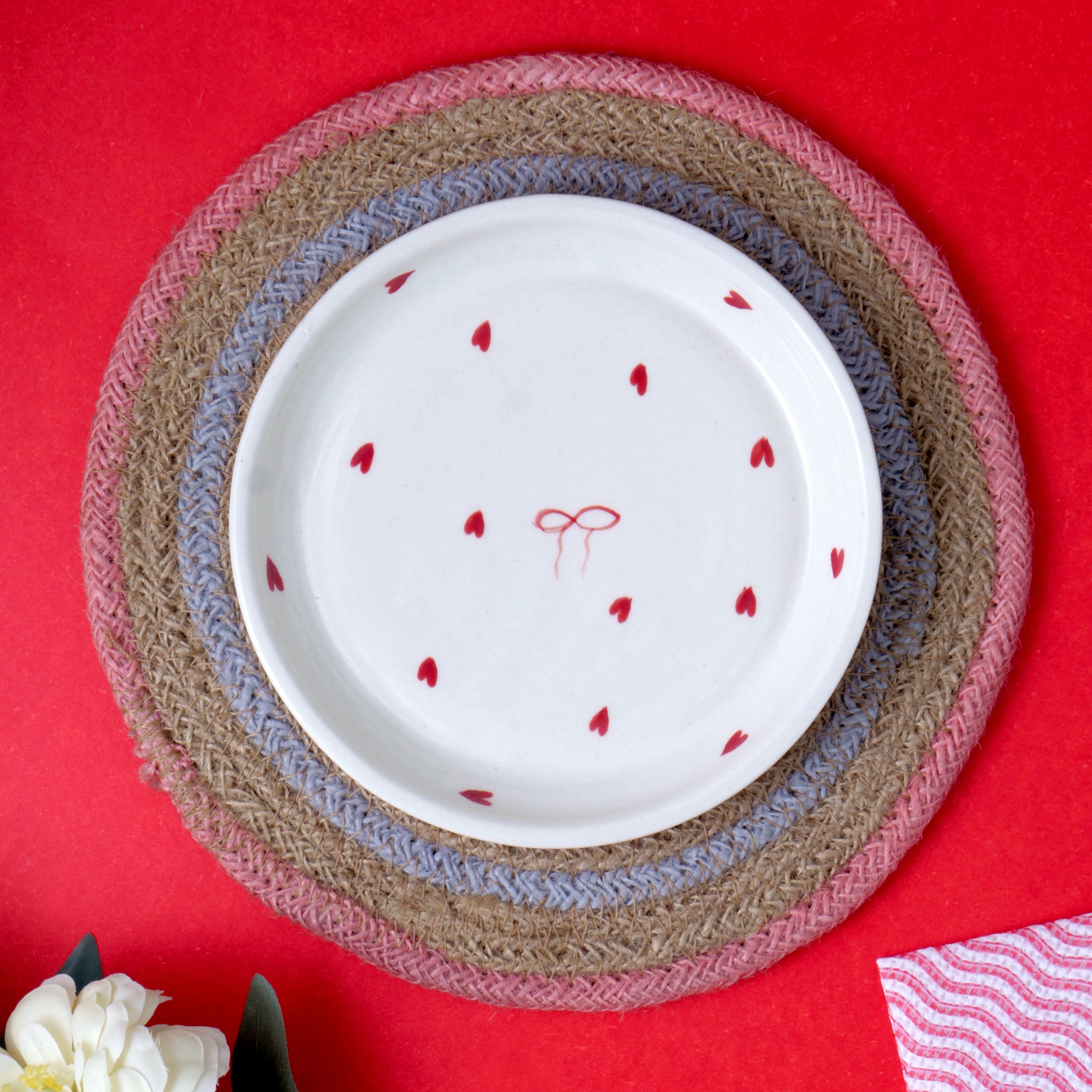 Heart and Bow Dessert Plate - 5 Inch