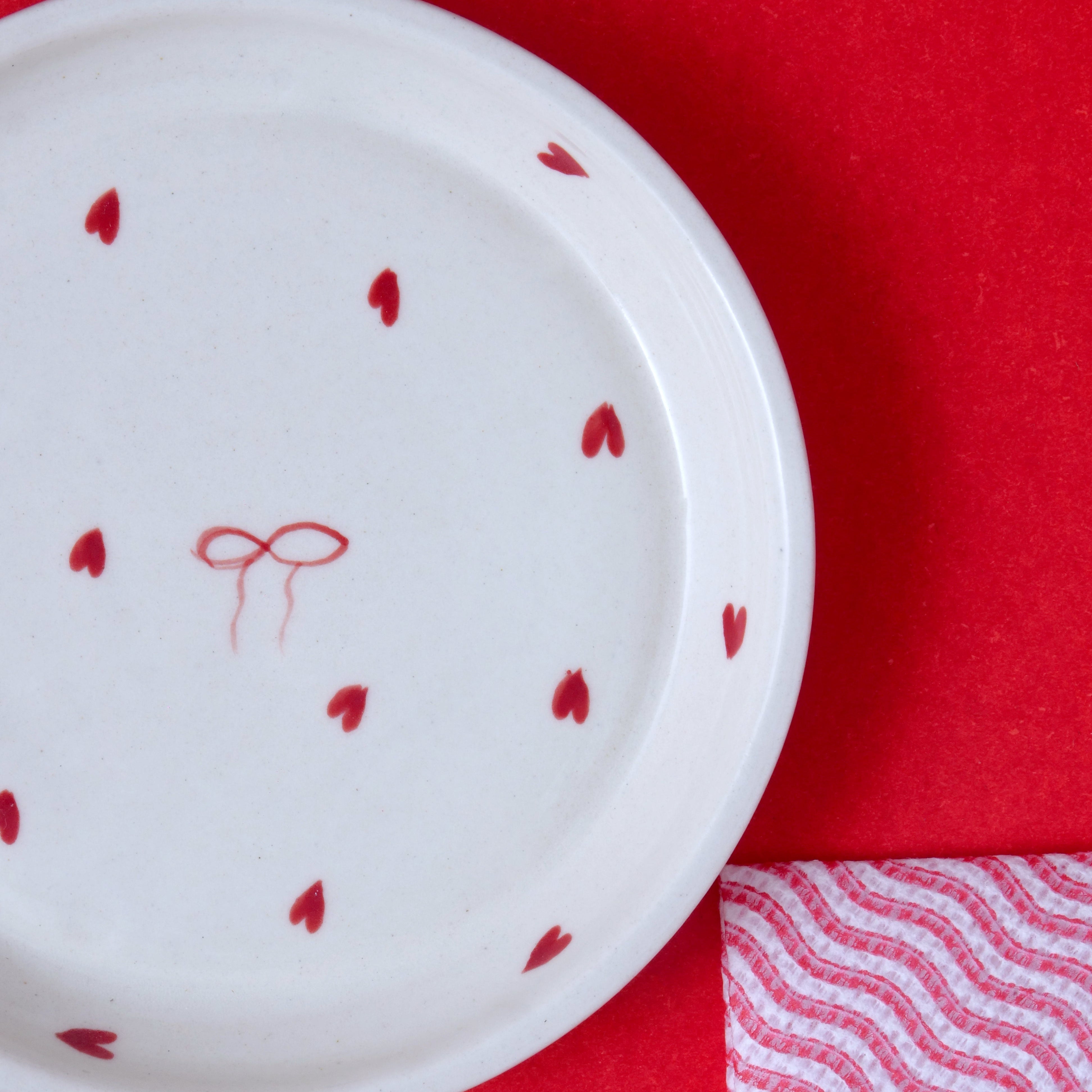 Heart and Bow Dessert Plate - 5 Inch