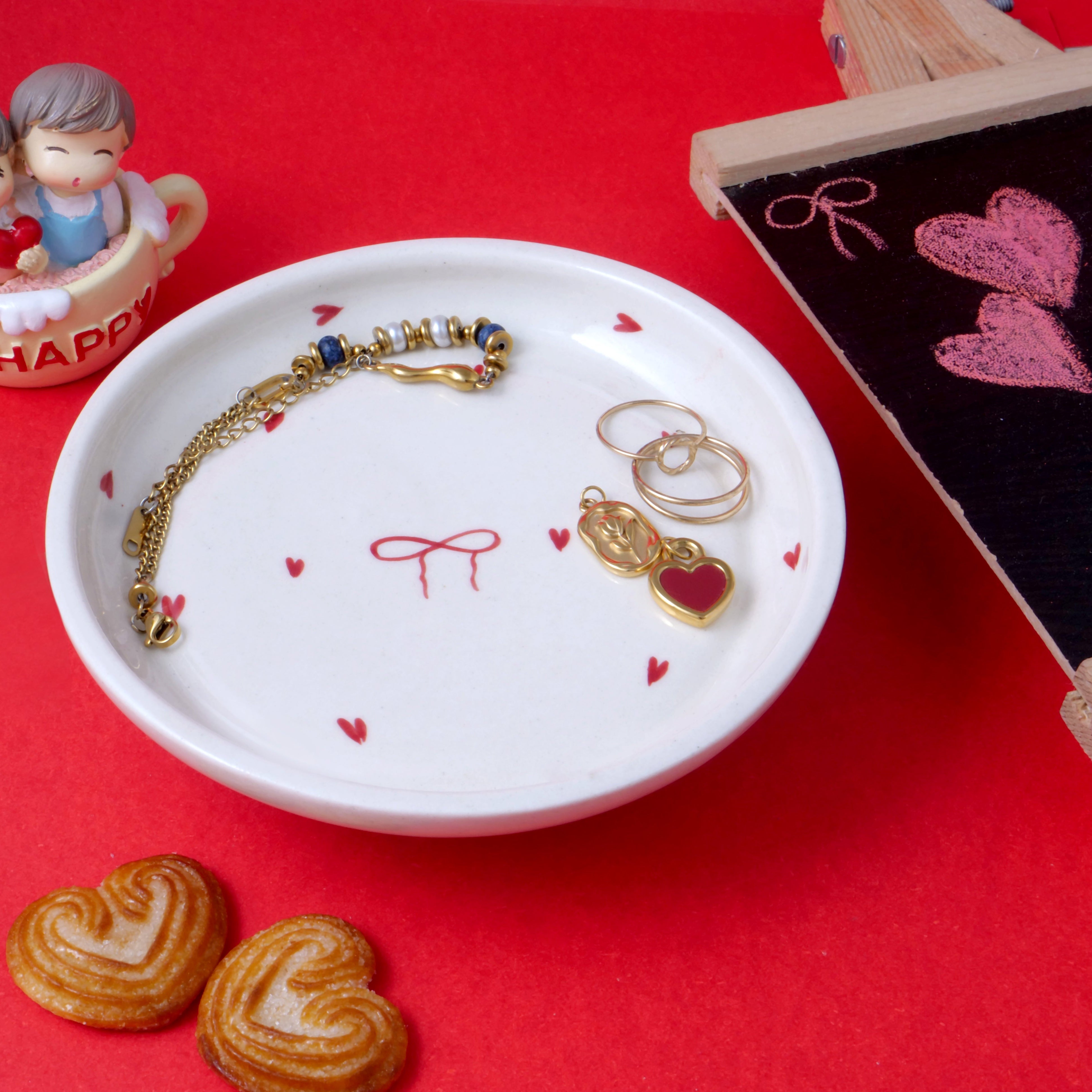 Heart and Bow Dessert Plate - 5 Inch