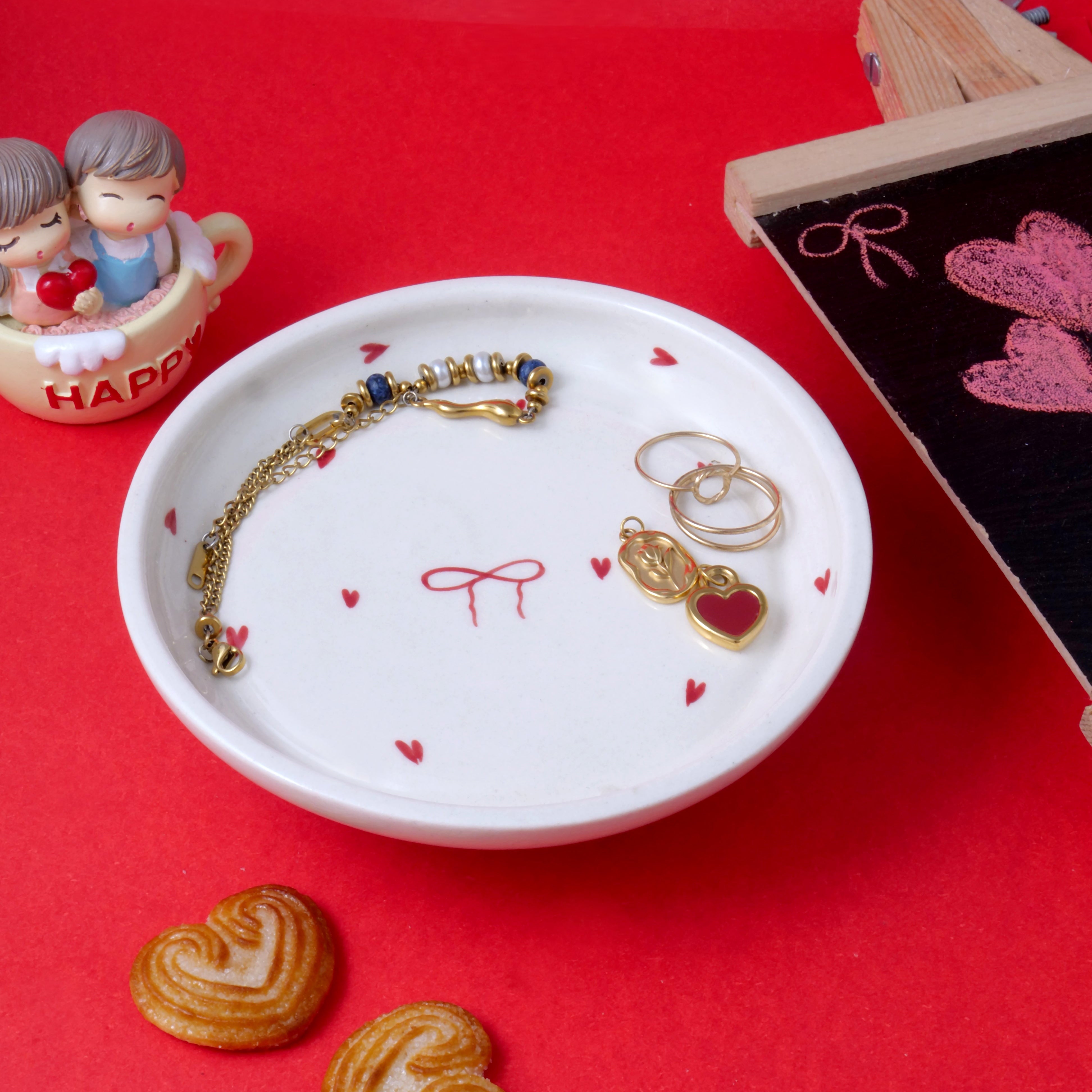 Heart and Bow Dessert Plate - 5 Inch