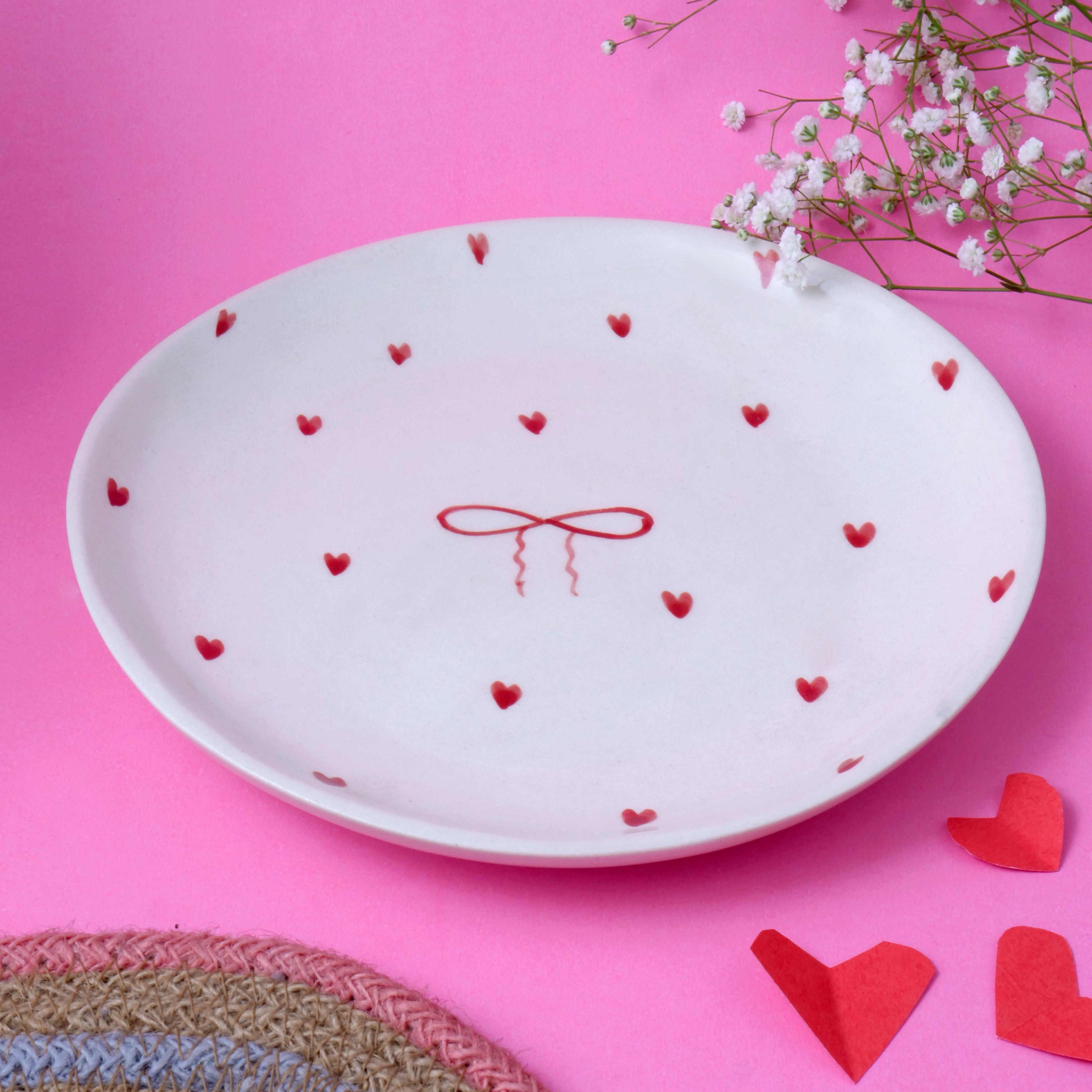 Heart and Bow Quarter Plate - 7 Inch