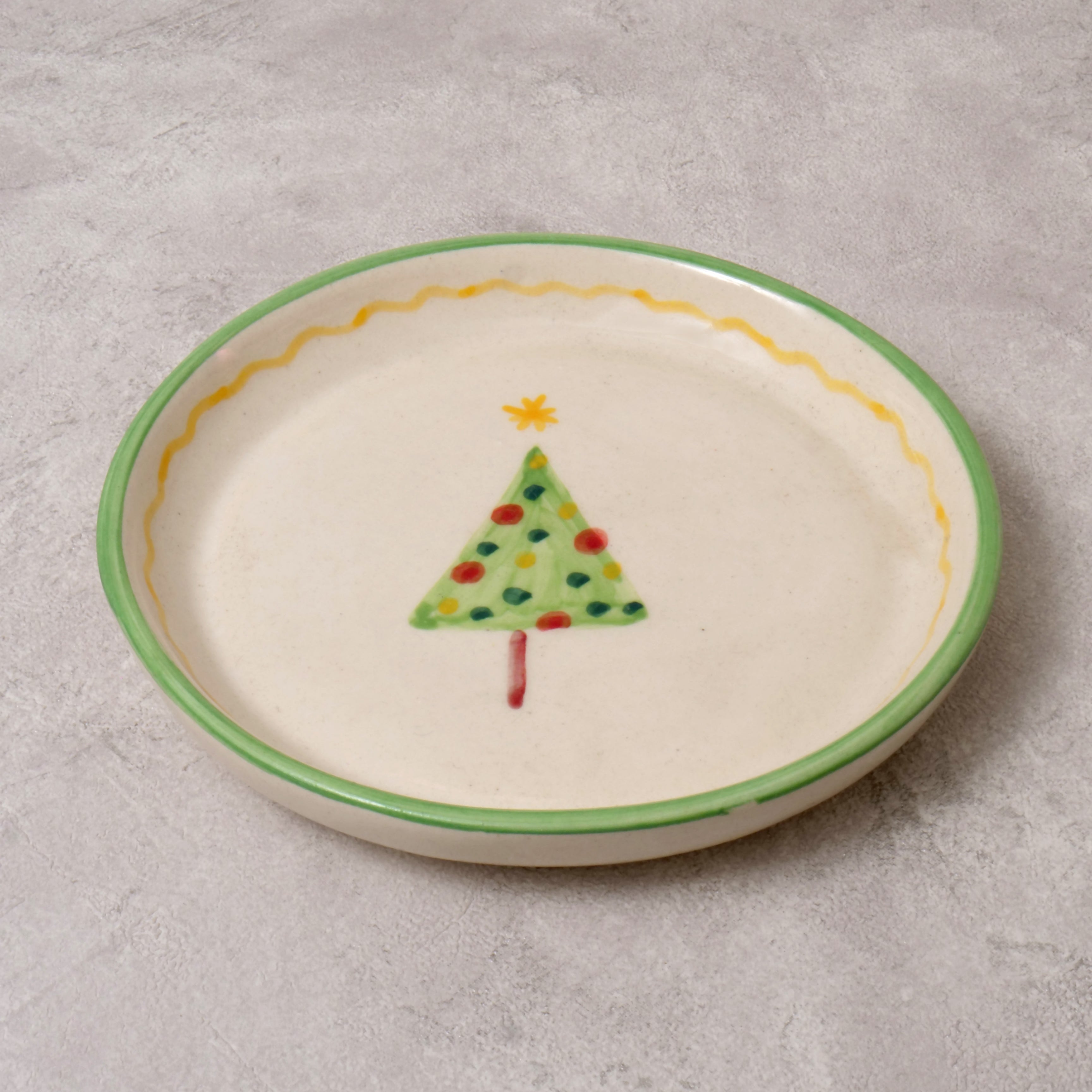 Green Christmas Tree Plate - 5 Inch