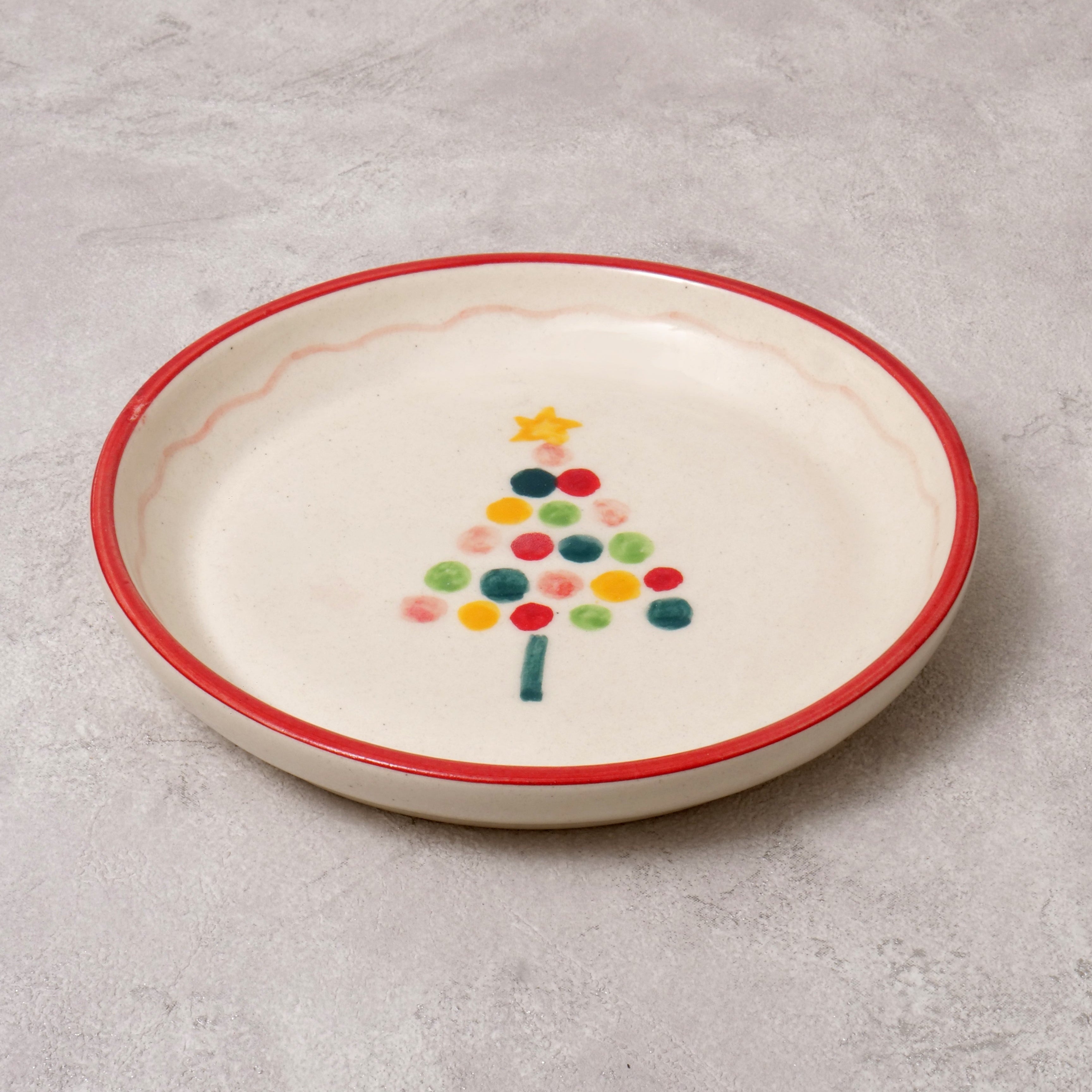 Red Christmas Tree Plate - 5 Inch