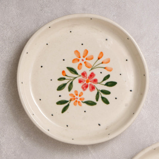 Red and Orange Flower Plate - 5 Inch