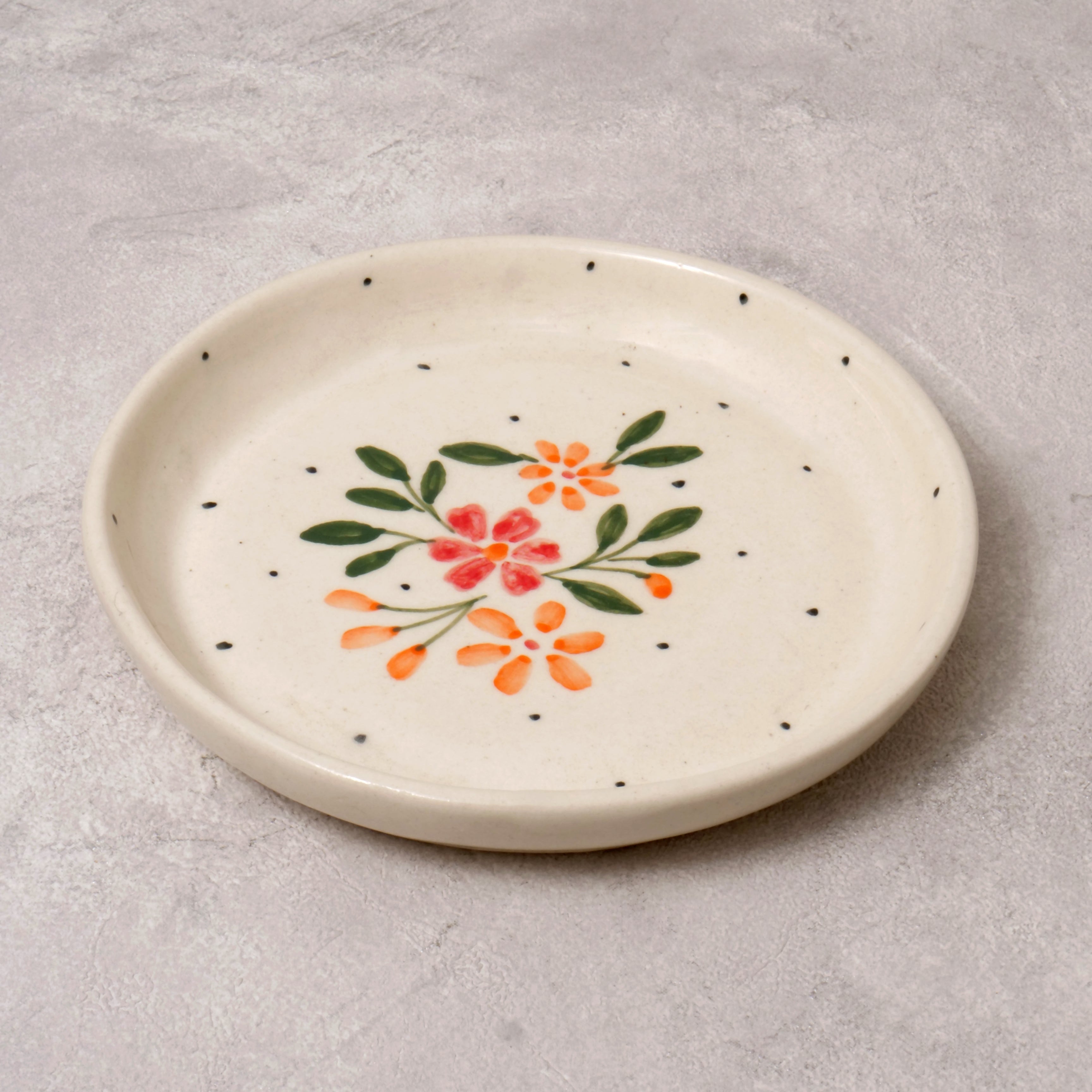 Red and Orange Flower Plate - 5 Inch