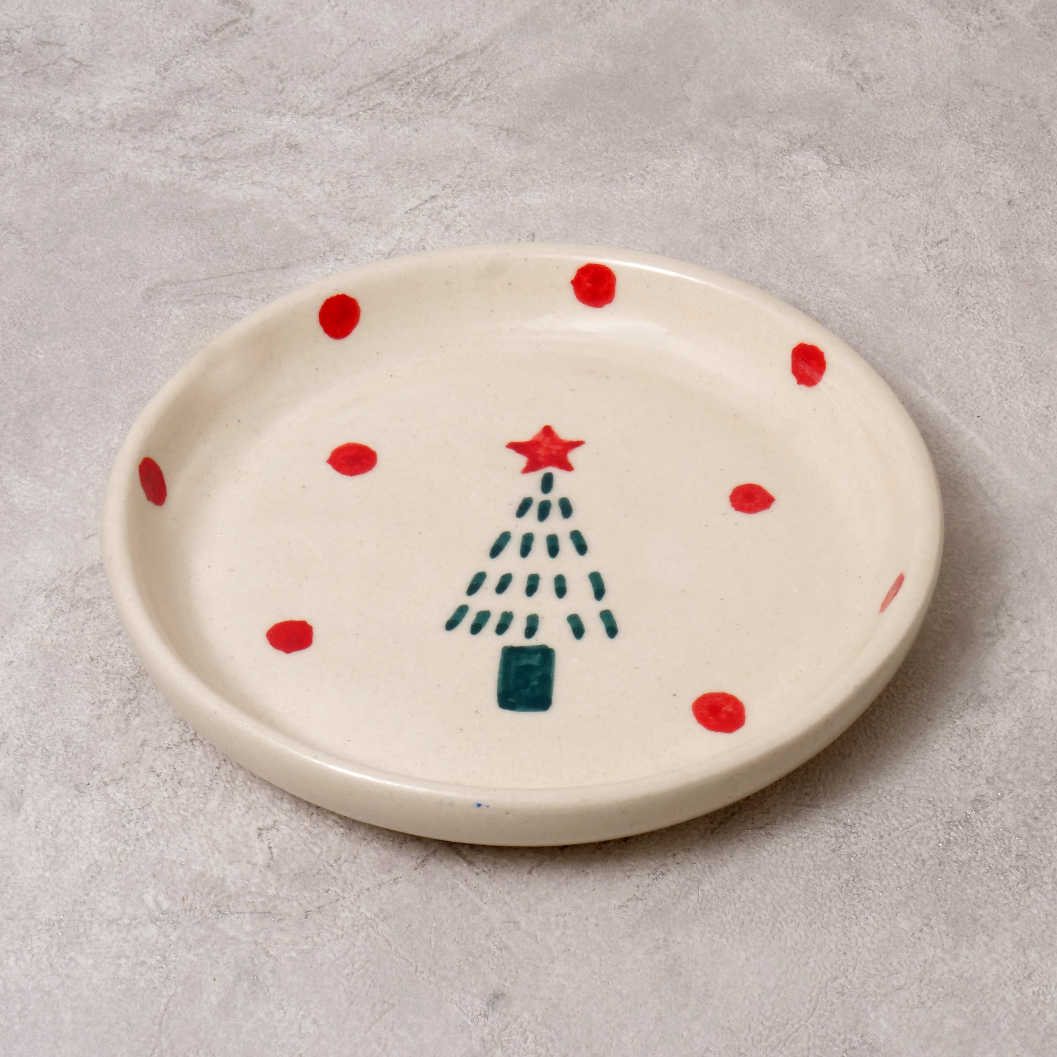 Polka Christmas Tree Plate - 5 inch