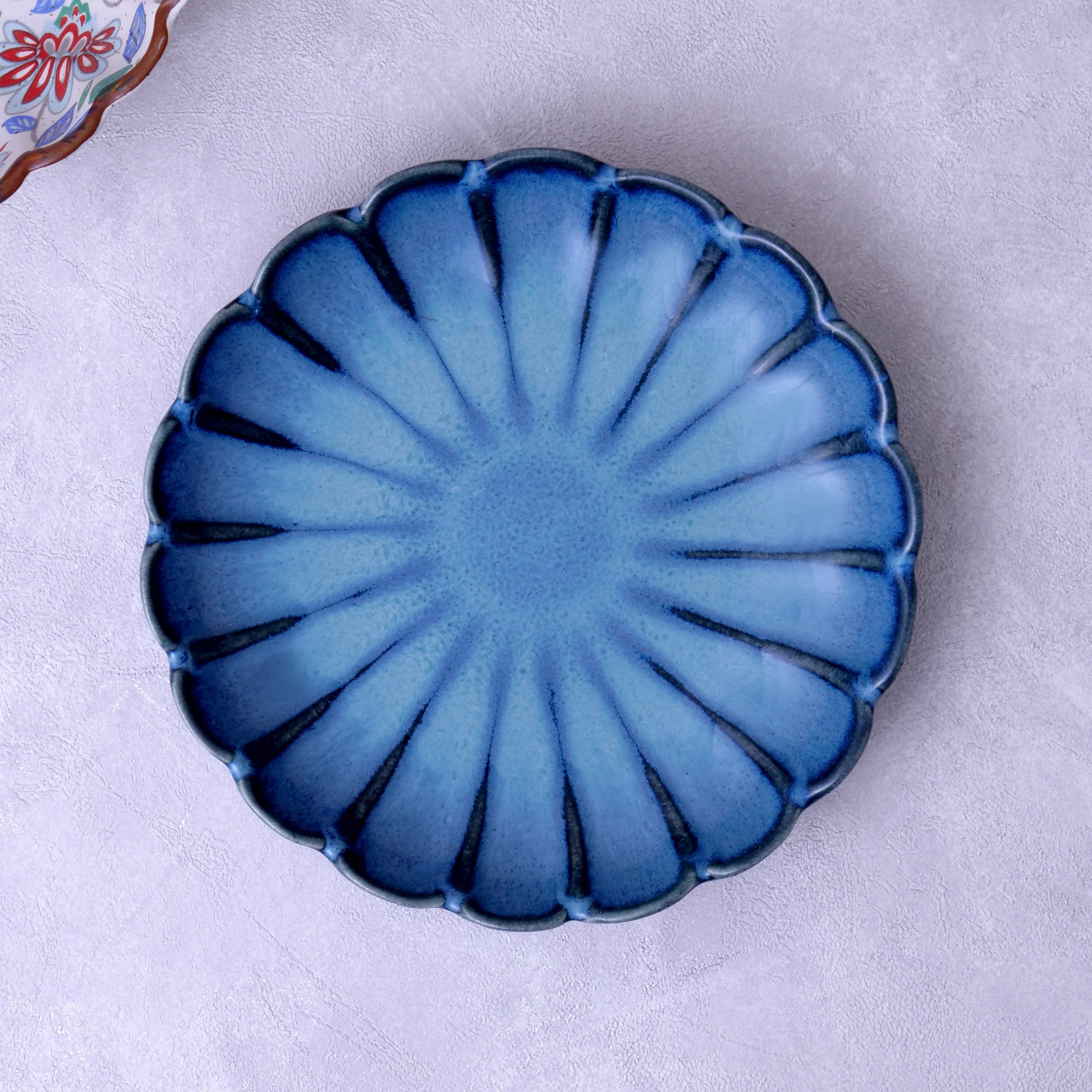 Blue Flower Chaat Plate - 5.5 Inch