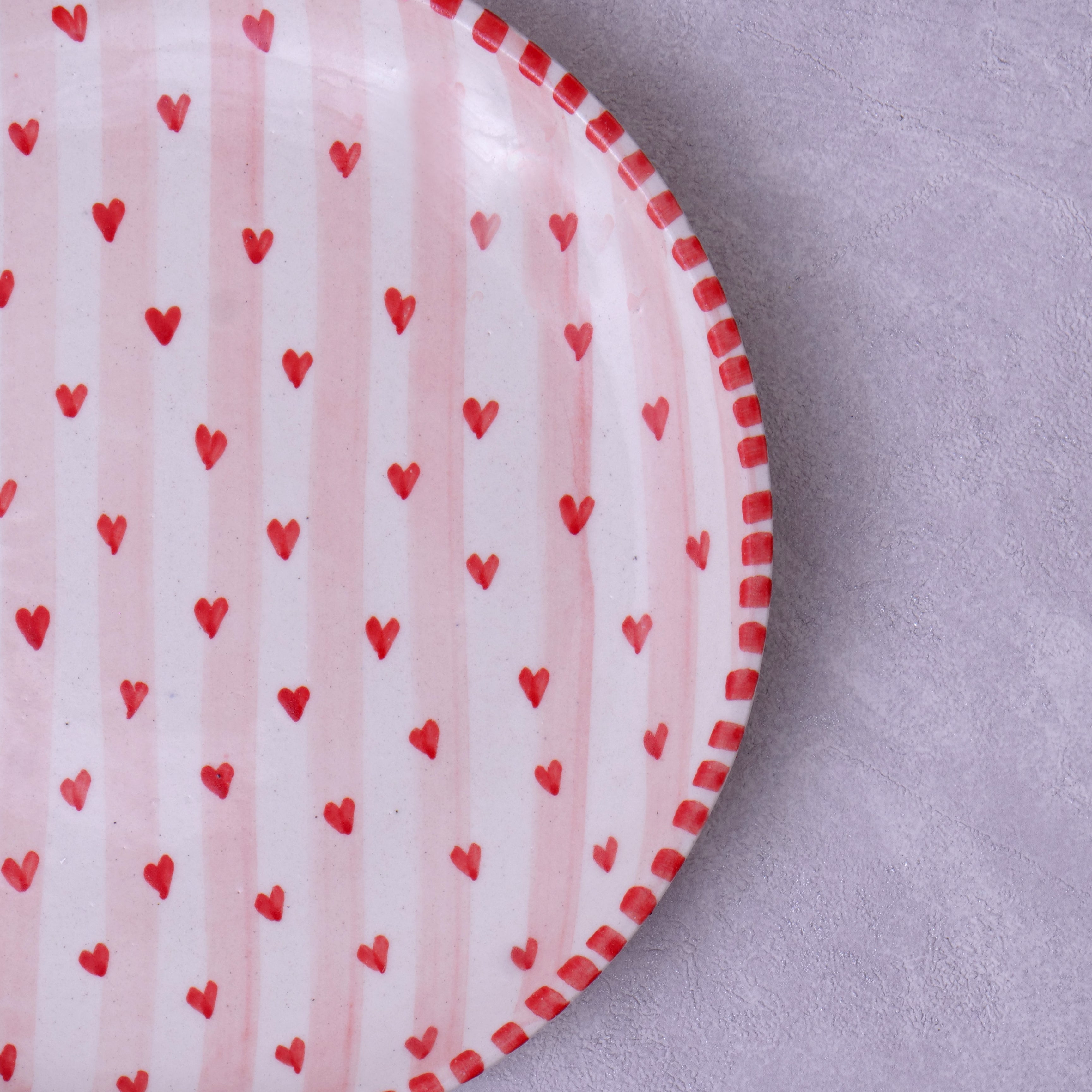 Red Heart with Stripes Quarter Plate - 7 Inch (Set of 2)