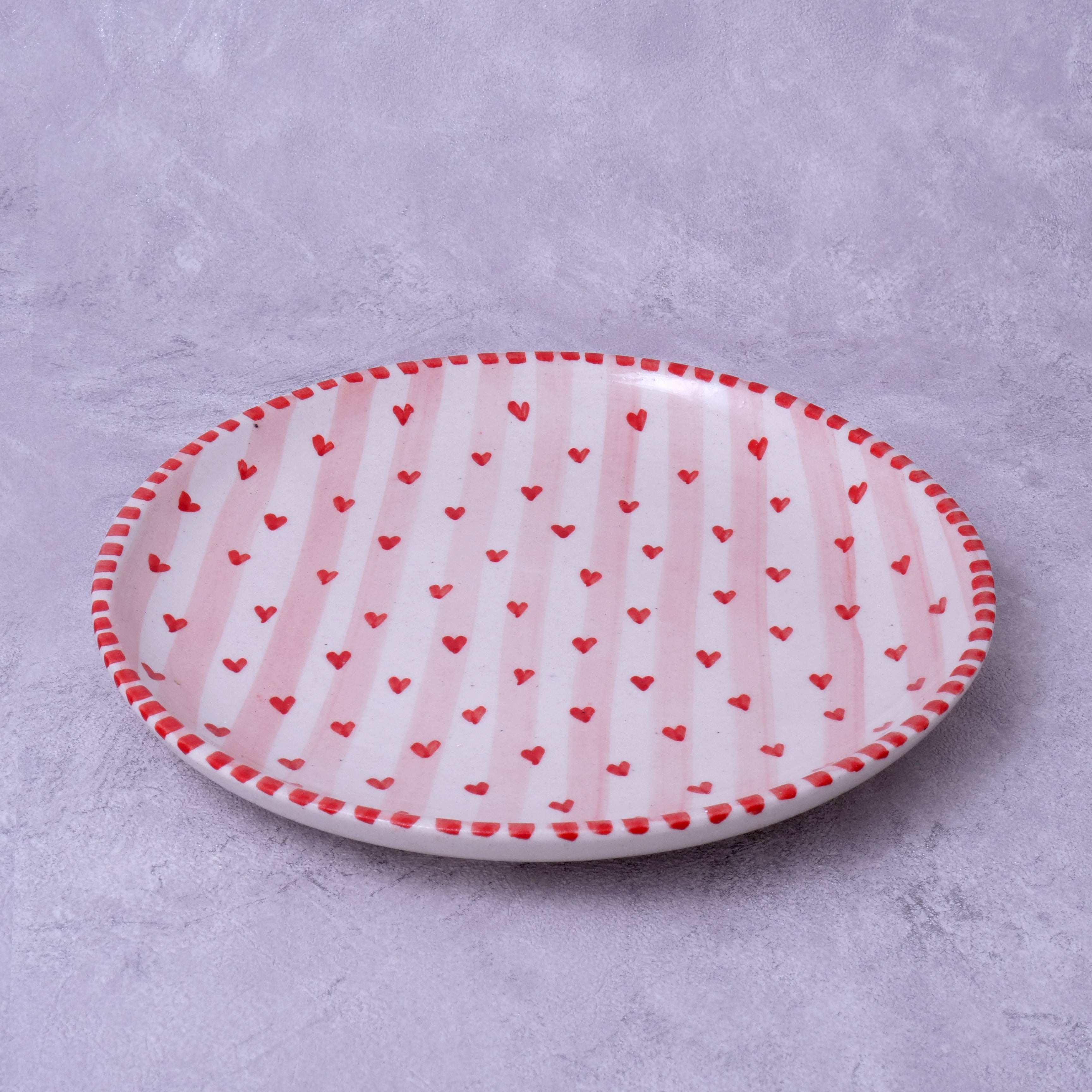 Red Heart with Stripes Quarter Plate - 7 Inch (Set of 2)