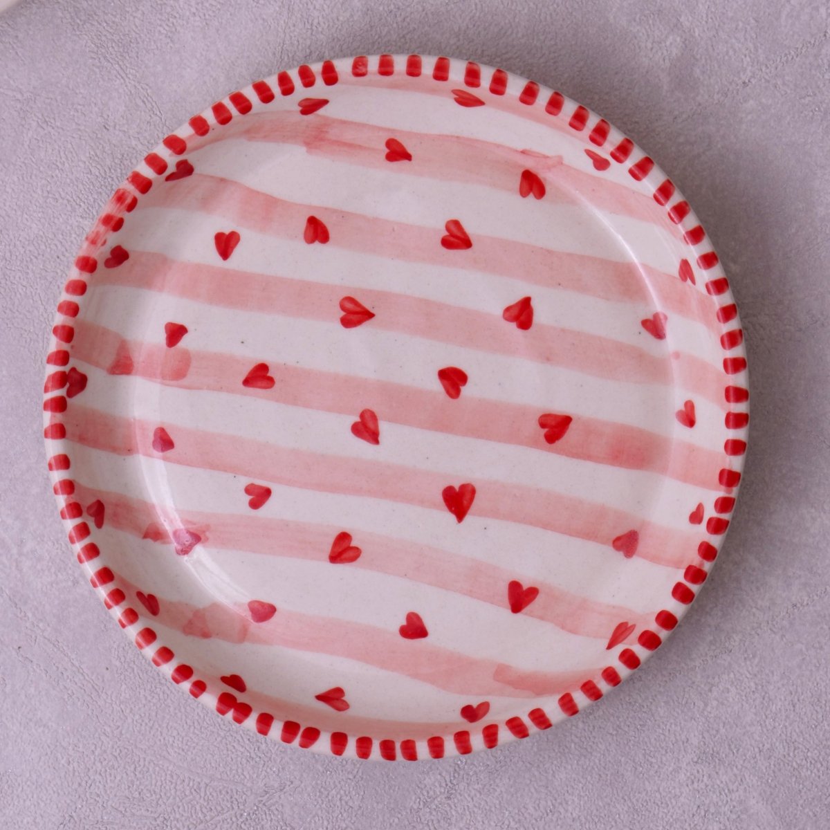 Red Heart with Stripes Plate - 5 Inch
