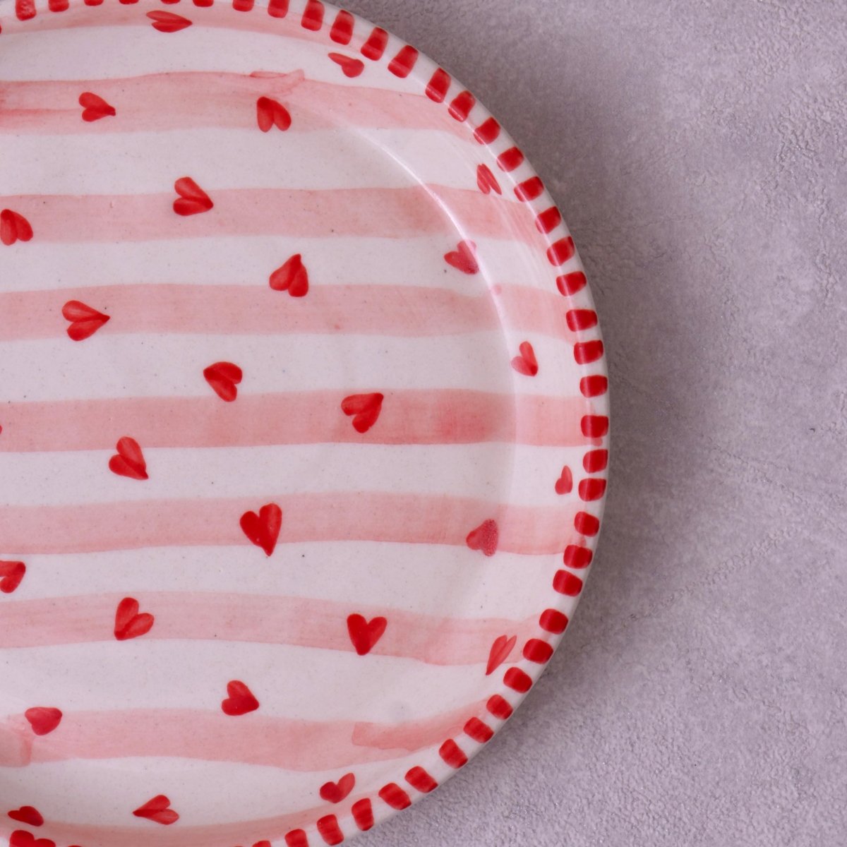 Red Heart with Stripes Plate - 5 Inch