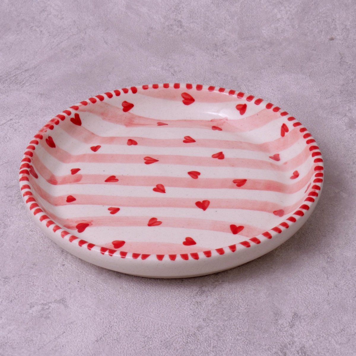 Red Heart with Stripes Plate - 5 Inch