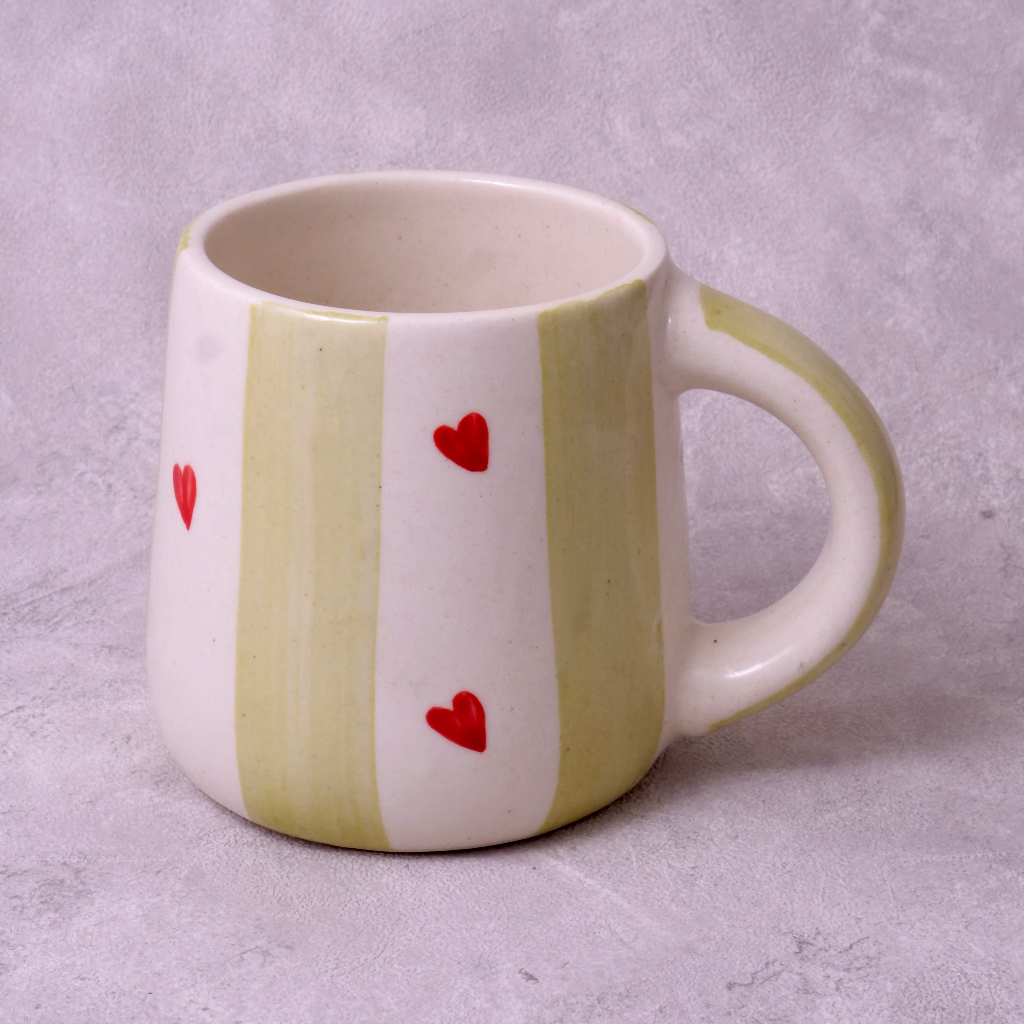 Green Stripes with Heart Mug - 250ML