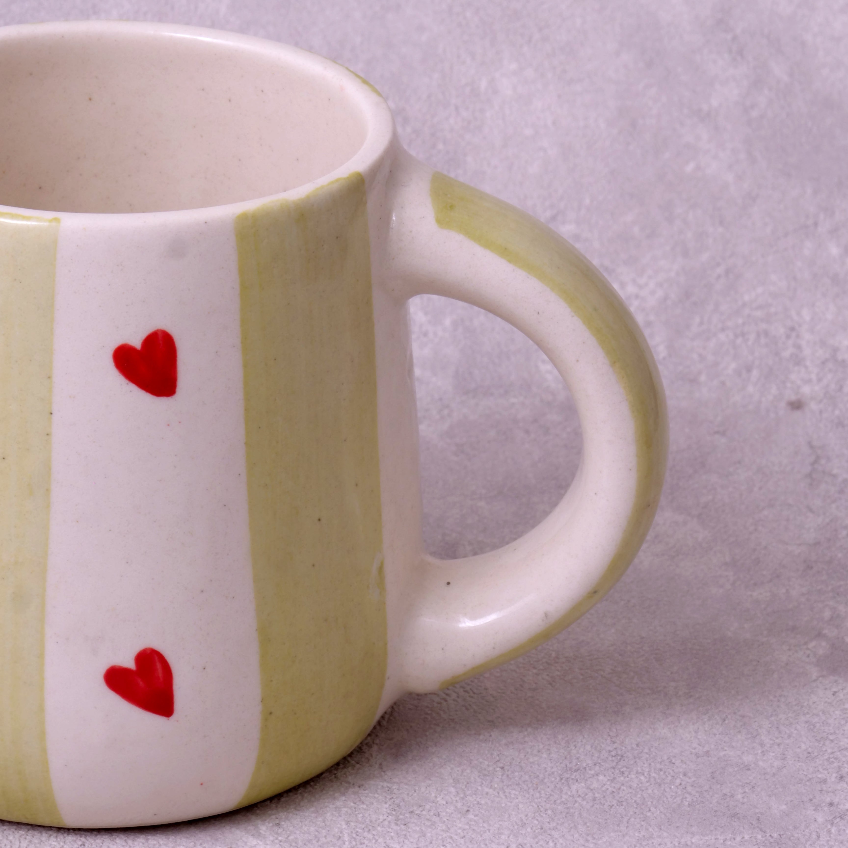 Green Stripes with Heart Mug - 250ML