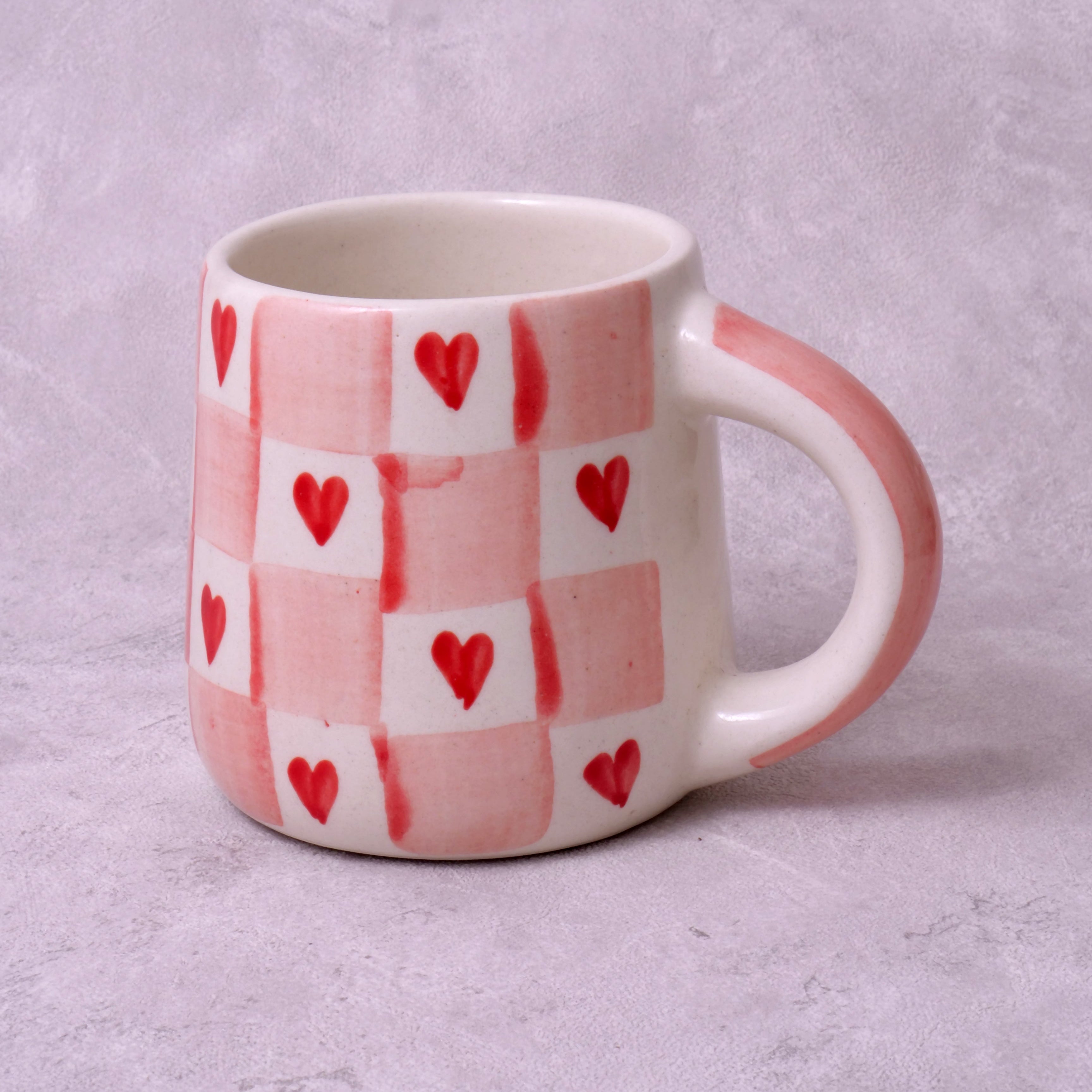 Red Heart Checkered Mug - 250ML
