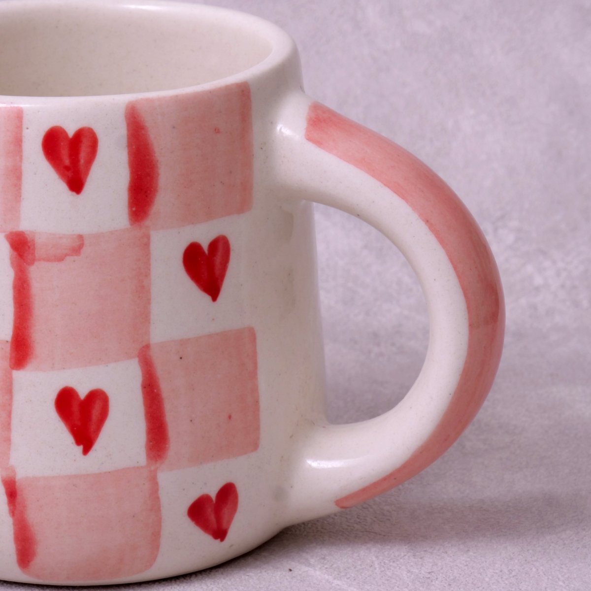 Red Heart Checkered Mug - 250ML